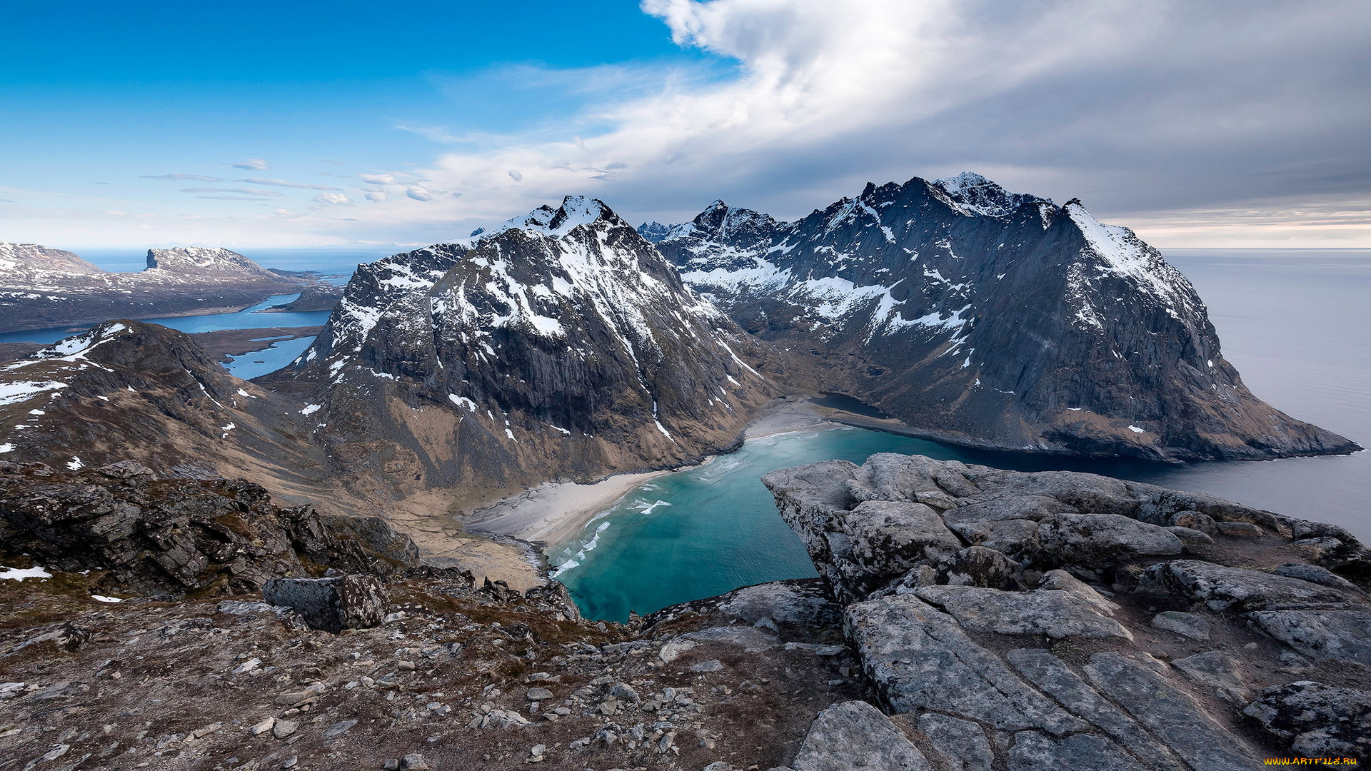 природа, горы, kvalvika, beach, arctic, norway