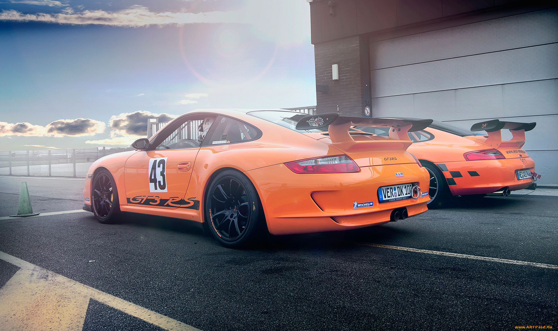 автомобили, porsche, gt3, 911, racing, turbo, orange