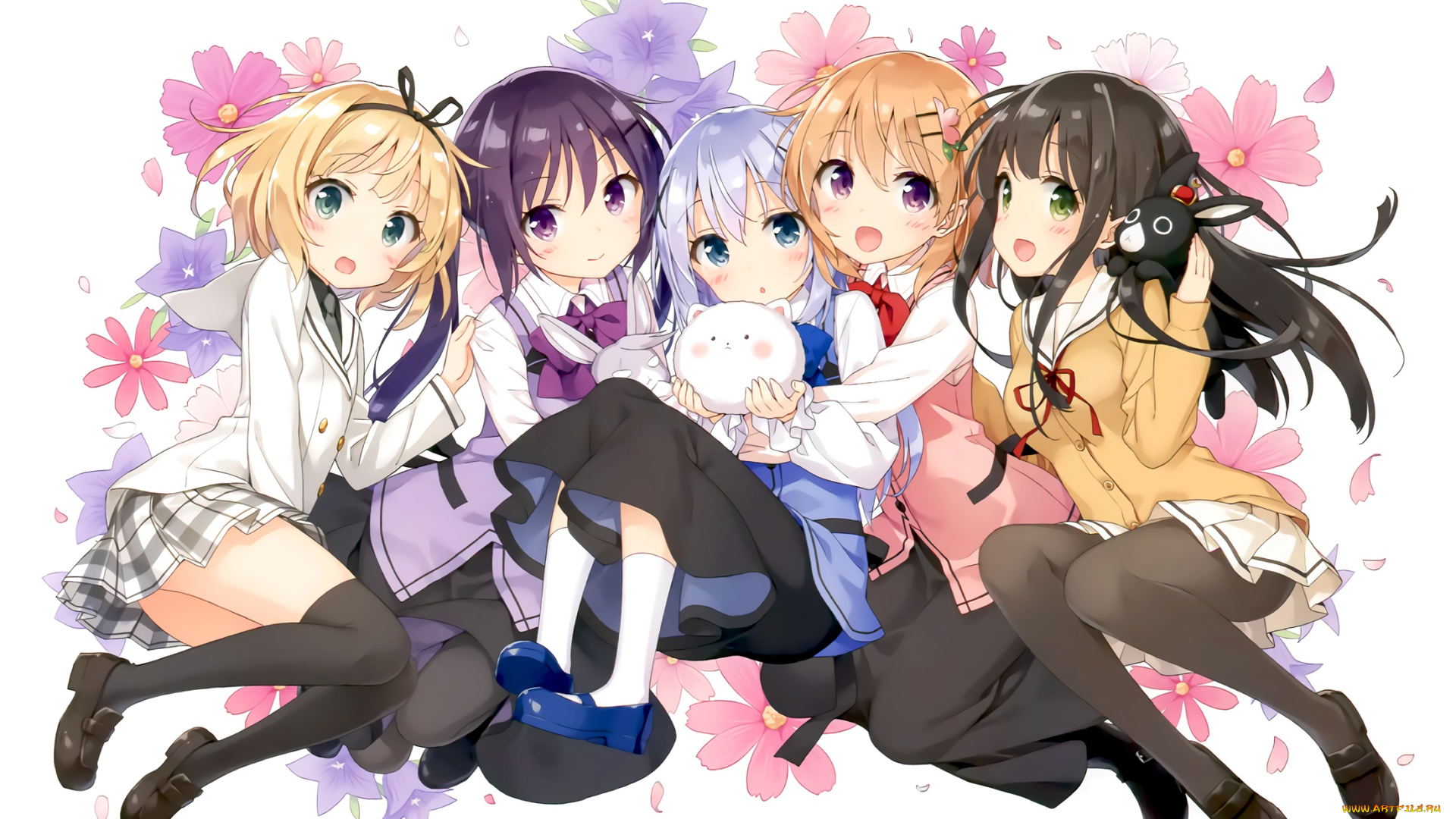 аниме, gochuumon, wa, usagi, desu, ka, девочки