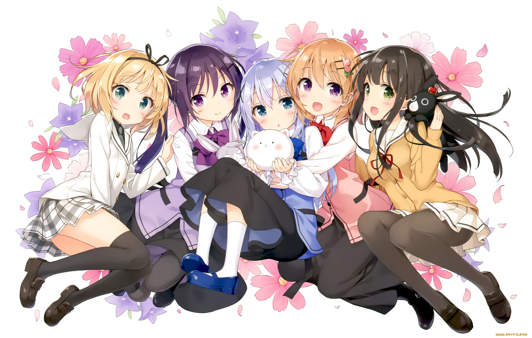 аниме, gochuumon, wa, usagi, desu, ka, девочки