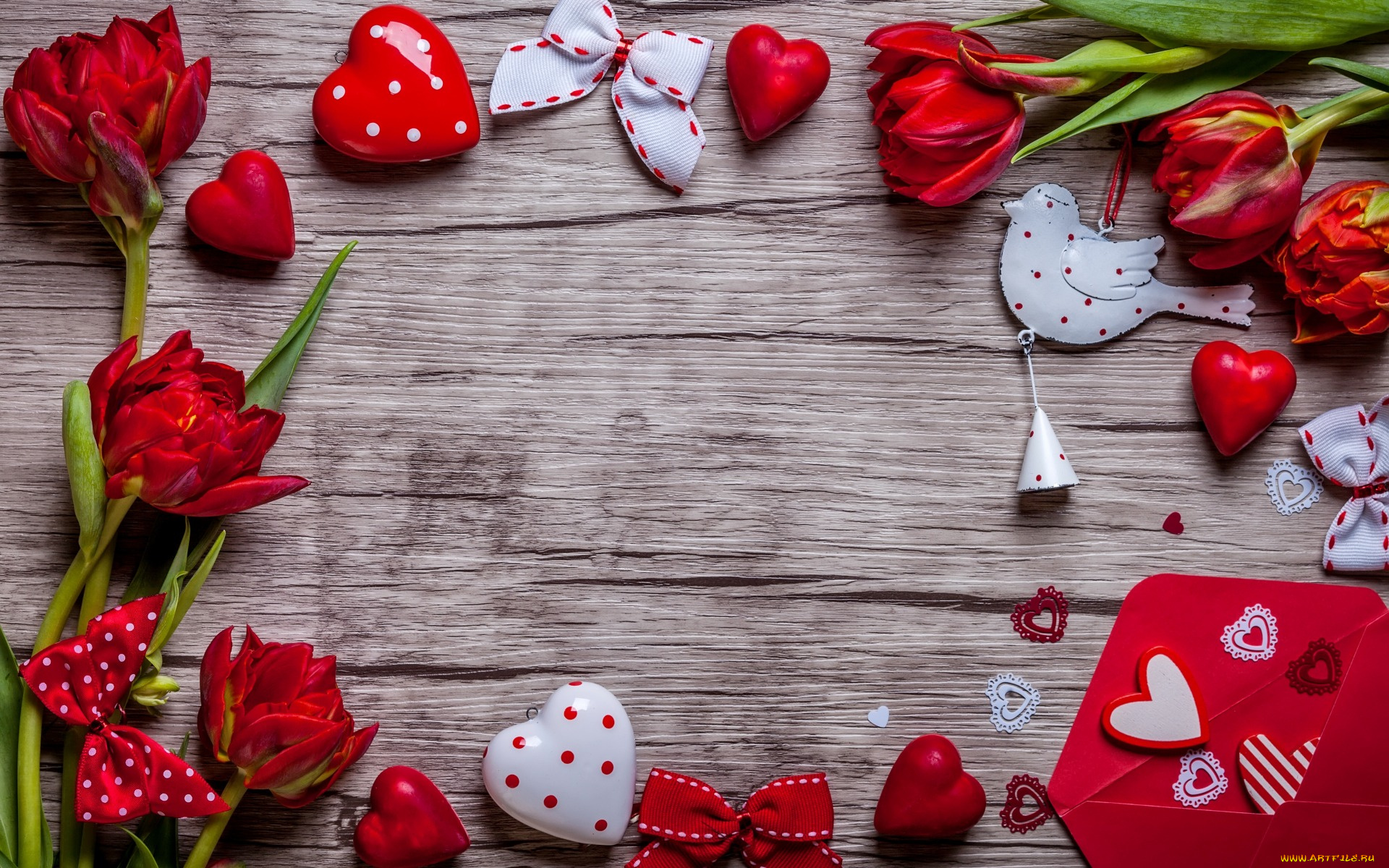 праздничные, день, святого, валентина, , сердечки, , любовь, valentine`s, day, love, heart, red, gift, tulips, тюльпаны, romantic