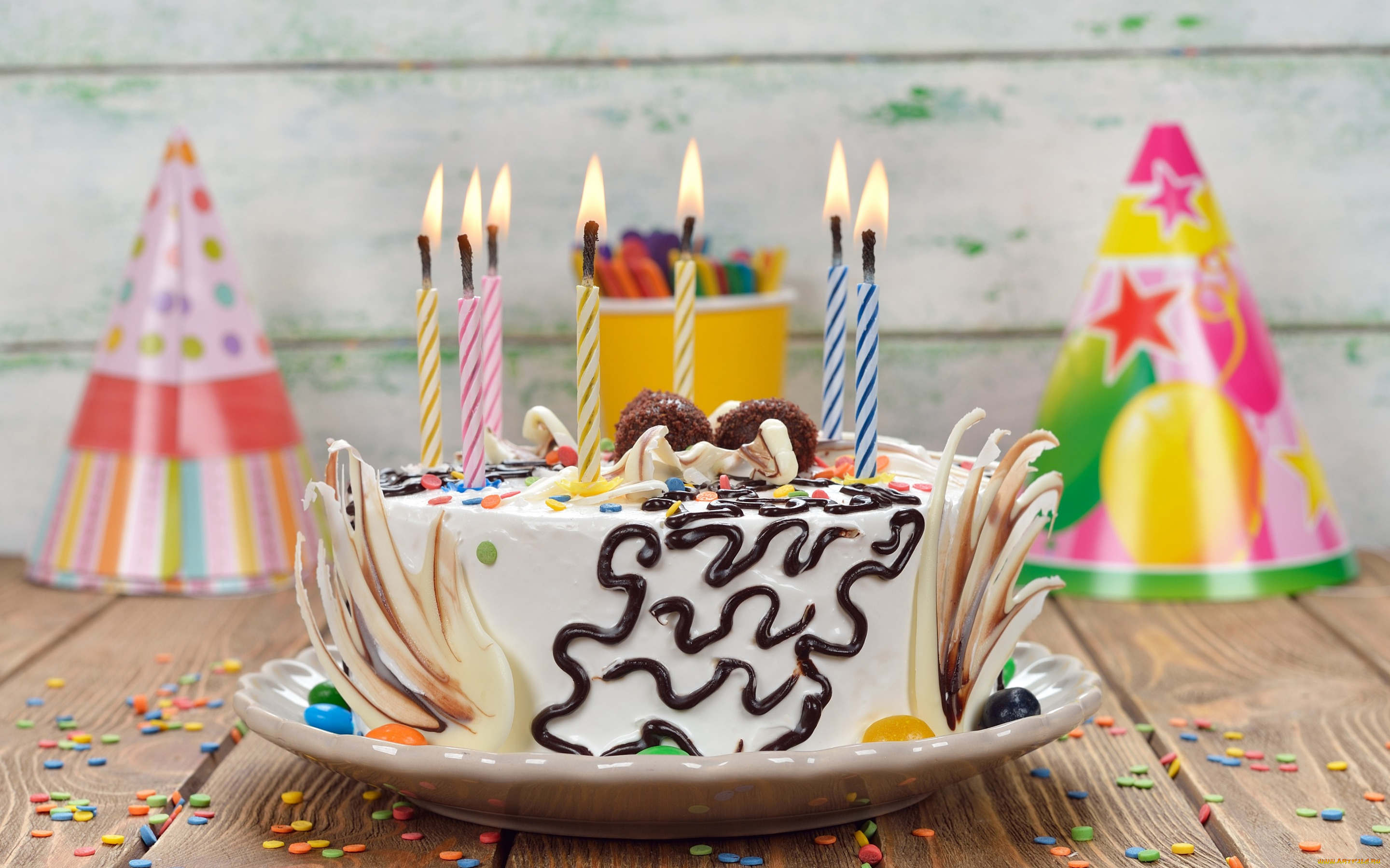 еда, пирожные, , кексы, , печенье, colorful, день, рождения, celebration, decoration, happy, birthday, cake, торт, свечи, candle