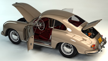 обоя автомобили, 3д, 1957, porsche, 356a