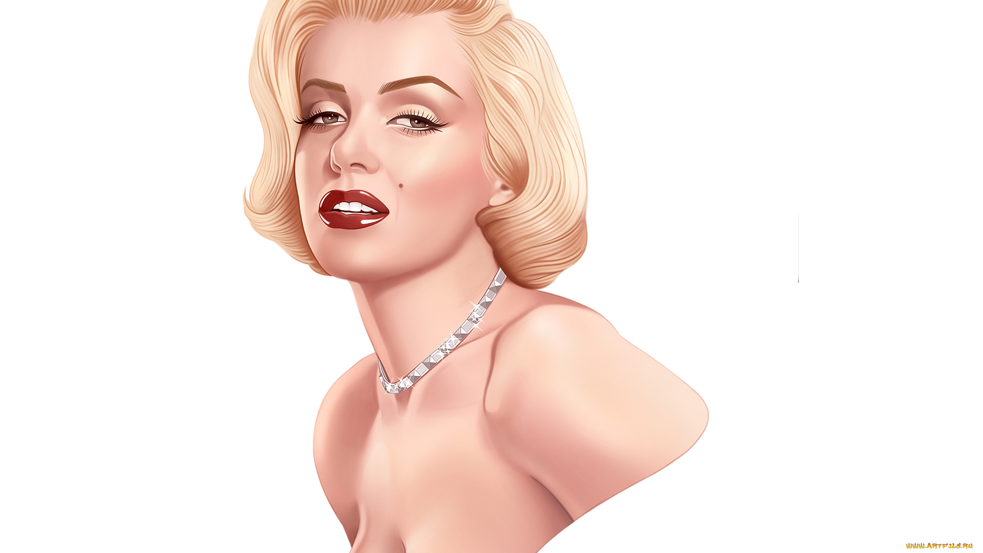 marilyn, monroe, рисованное, люди, знаменитость, взгляд, родинка, девушка, фон