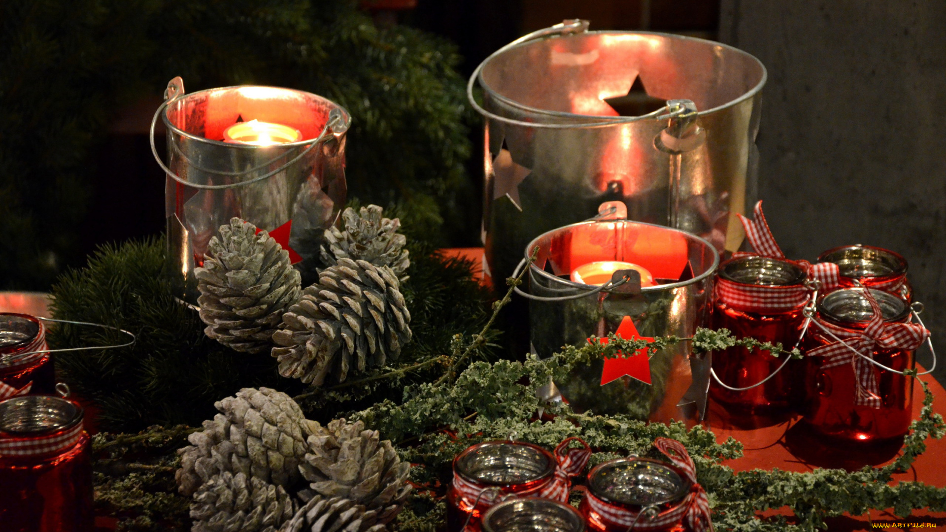 праздничные, -, разное, , новый, год, шишки, фонари, свечи