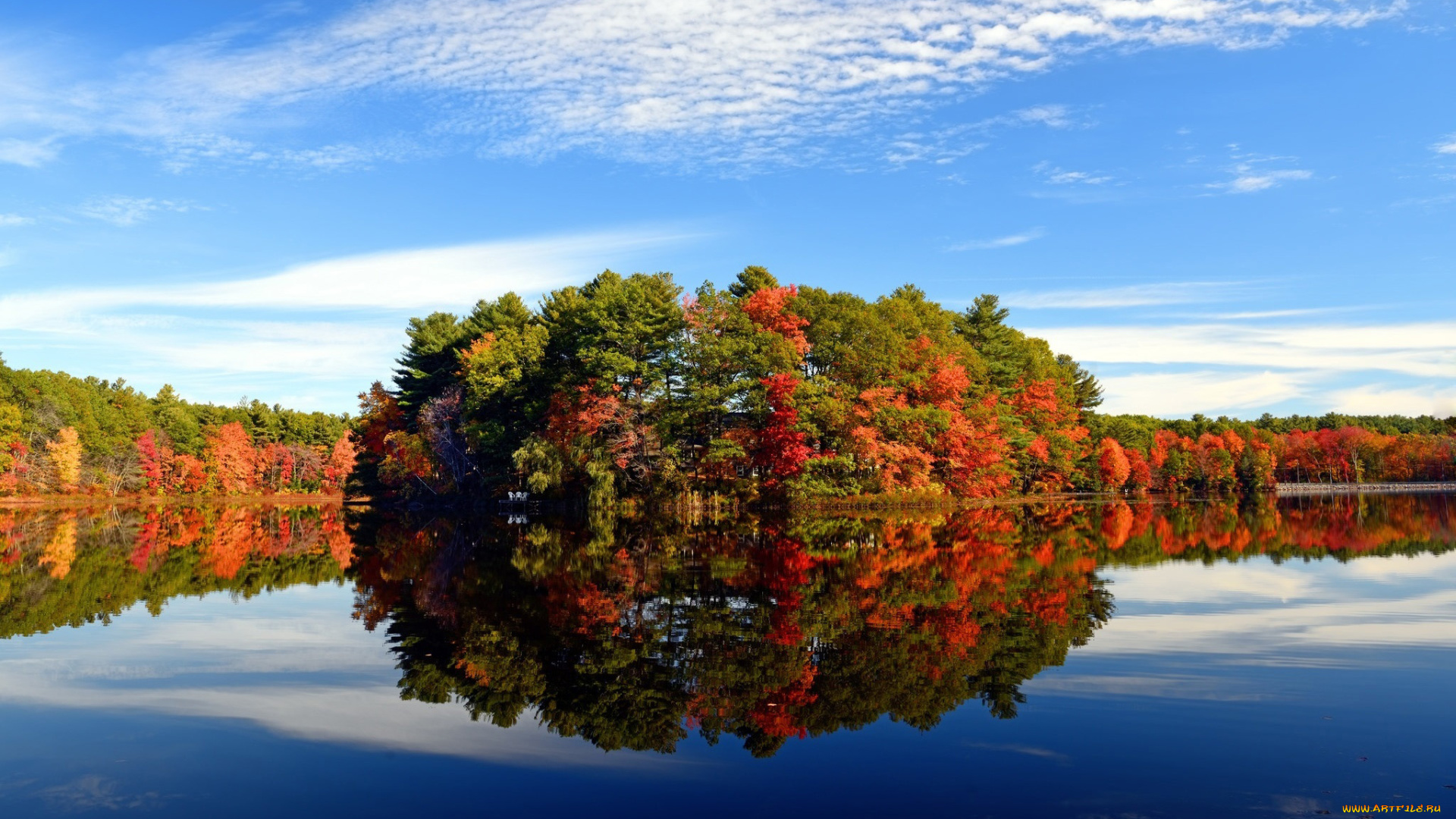 природа, реки, озера, отражение, деревья, река, осень