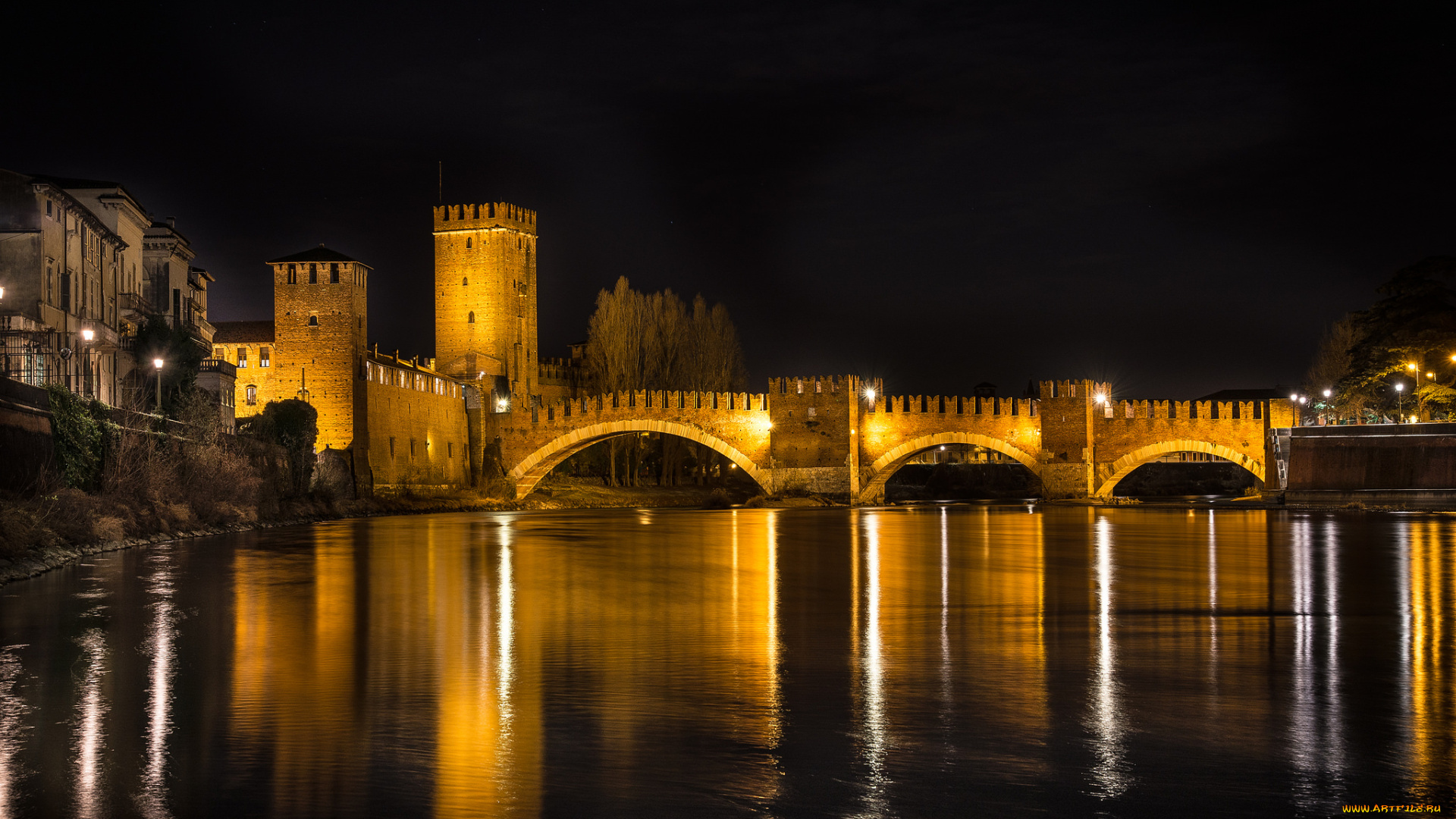 verona, -, castelvecchio, bridge, города, верона, , италия, простор