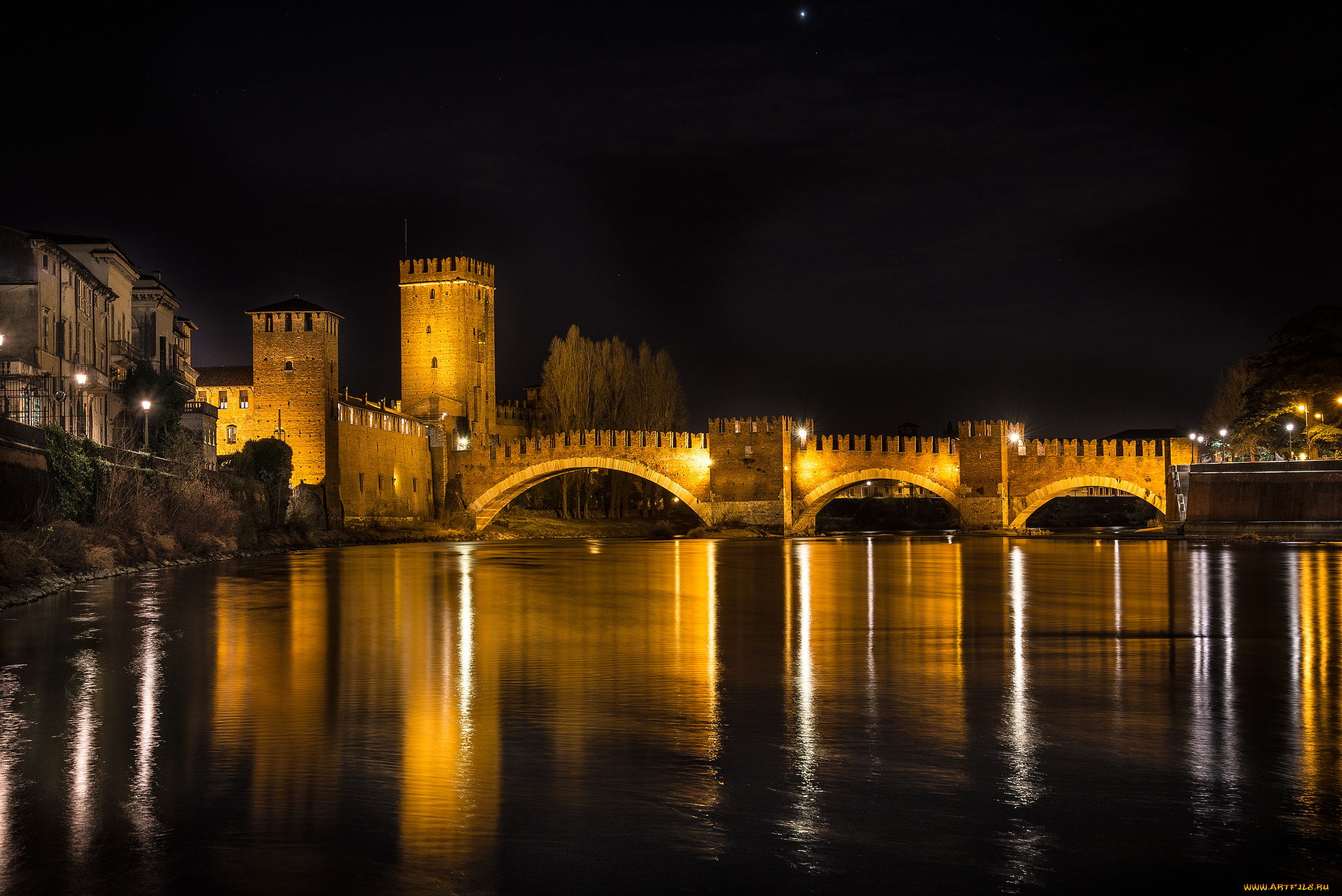 verona, -, castelvecchio, bridge, города, верона, , италия, простор