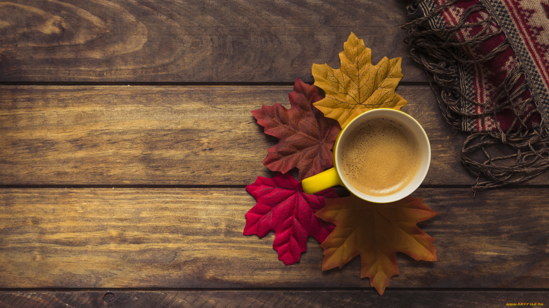 еда, кофе, , кофейные, зёрна, maple, осенние, coffee, cup, leaves, autumn, background, wood, доска, чашка, шарф, colorful, дерево, фон, листья, осень