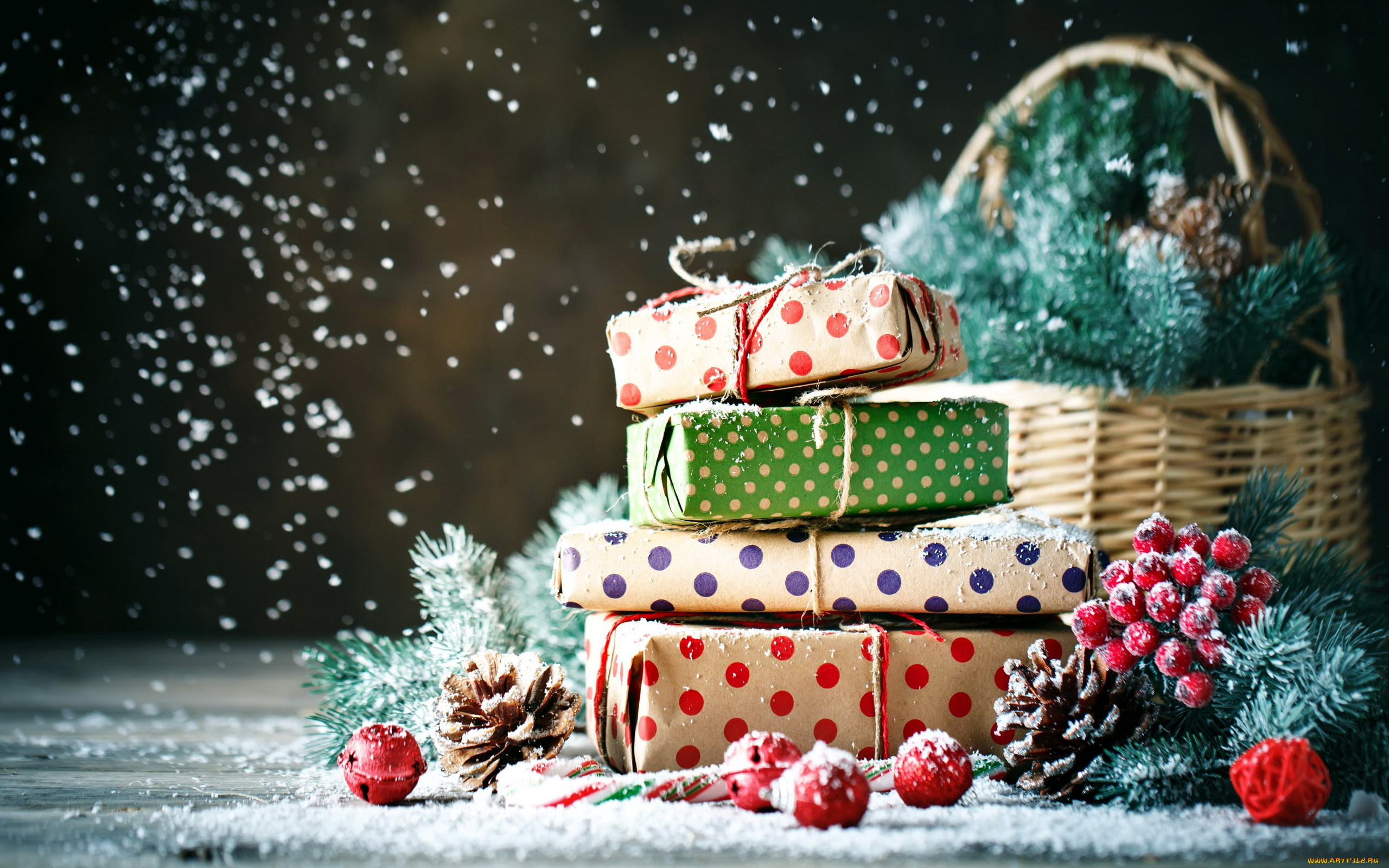 праздничные, подарки, и, коробочки, шарики, подарки, шишки