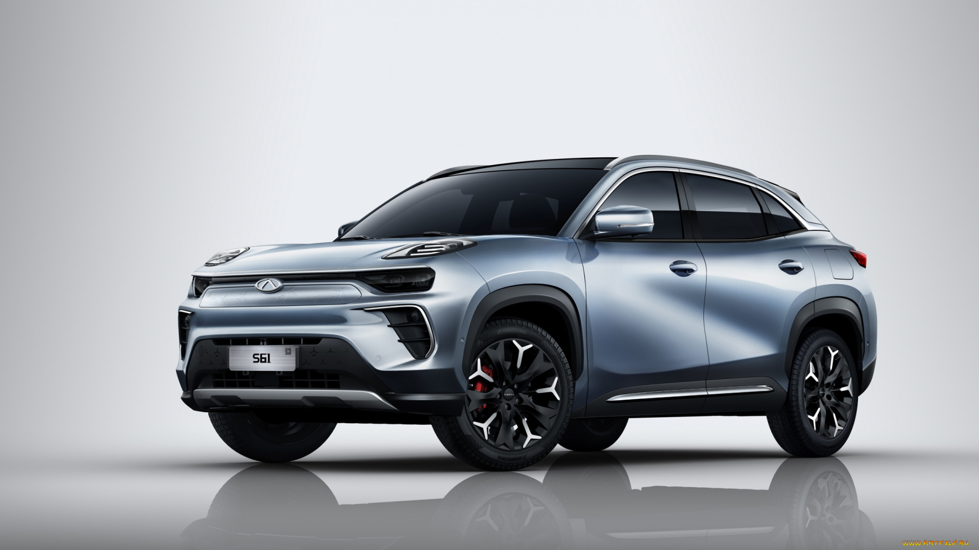 автомобили, chery, 2021, сhery, eq5, s61, внедорожник, экстерьер, вид, спереди, новый, серебристый, электромобили