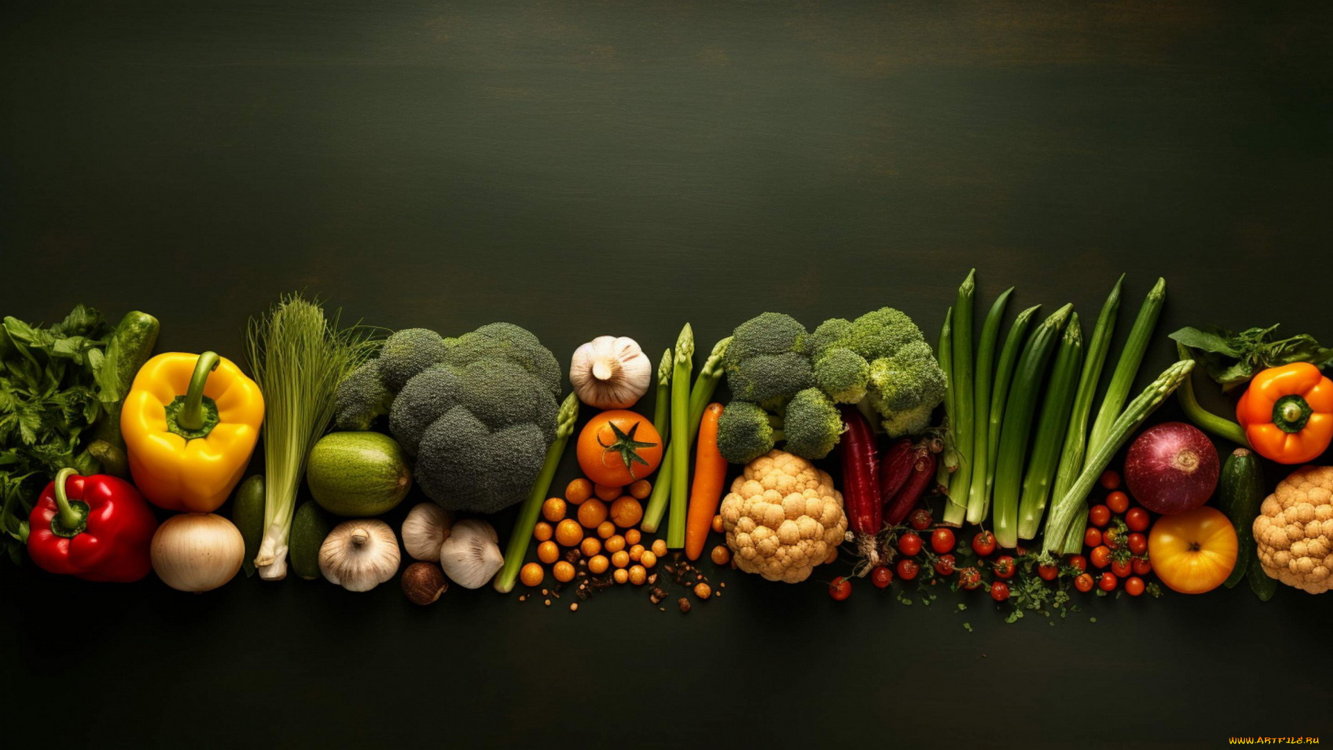 еда, овощи, брокколи, перец, помидоры, чеснок