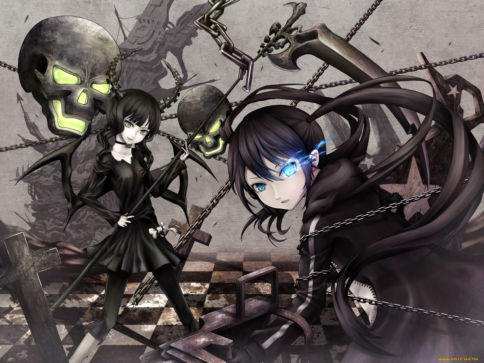 аниме, black, rock, shooter