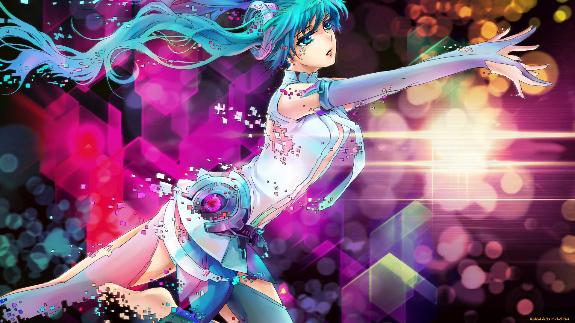 аниме, vocaloid, вокалоид, miku, append, девушка, hatsune