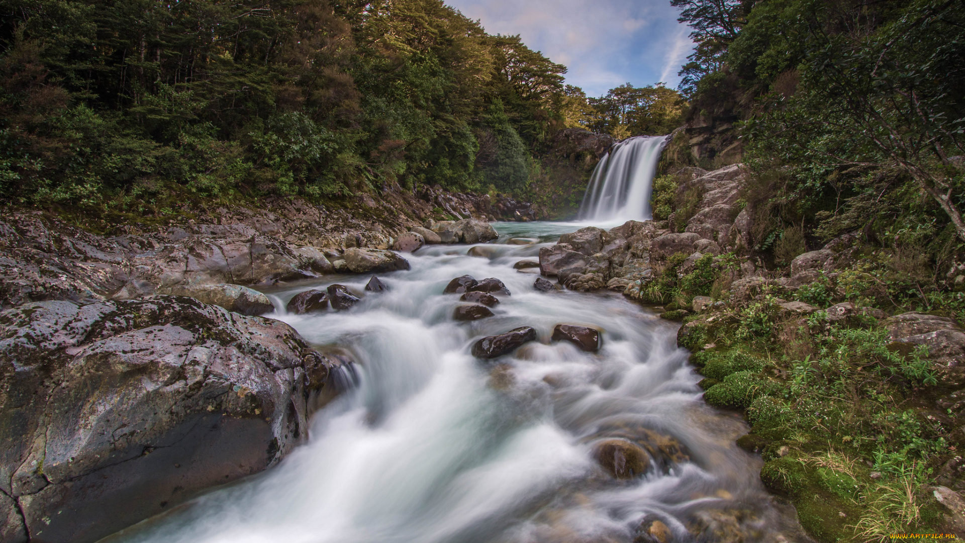 tawhai, falls, new, zealand, природа, водопады, новая, зеландия, река, лес, камни