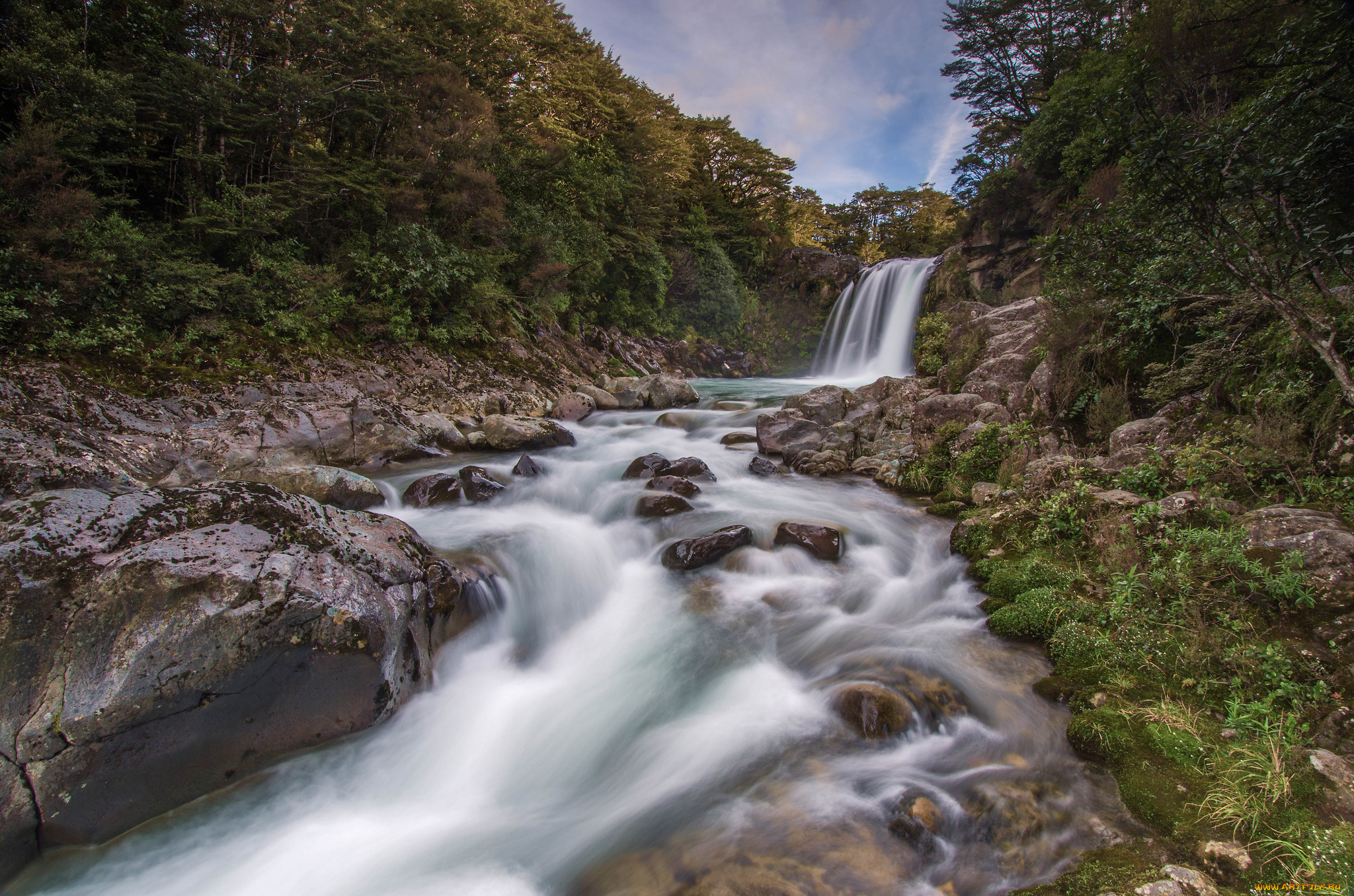 tawhai, falls, new, zealand, природа, водопады, новая, зеландия, река, лес, камни
