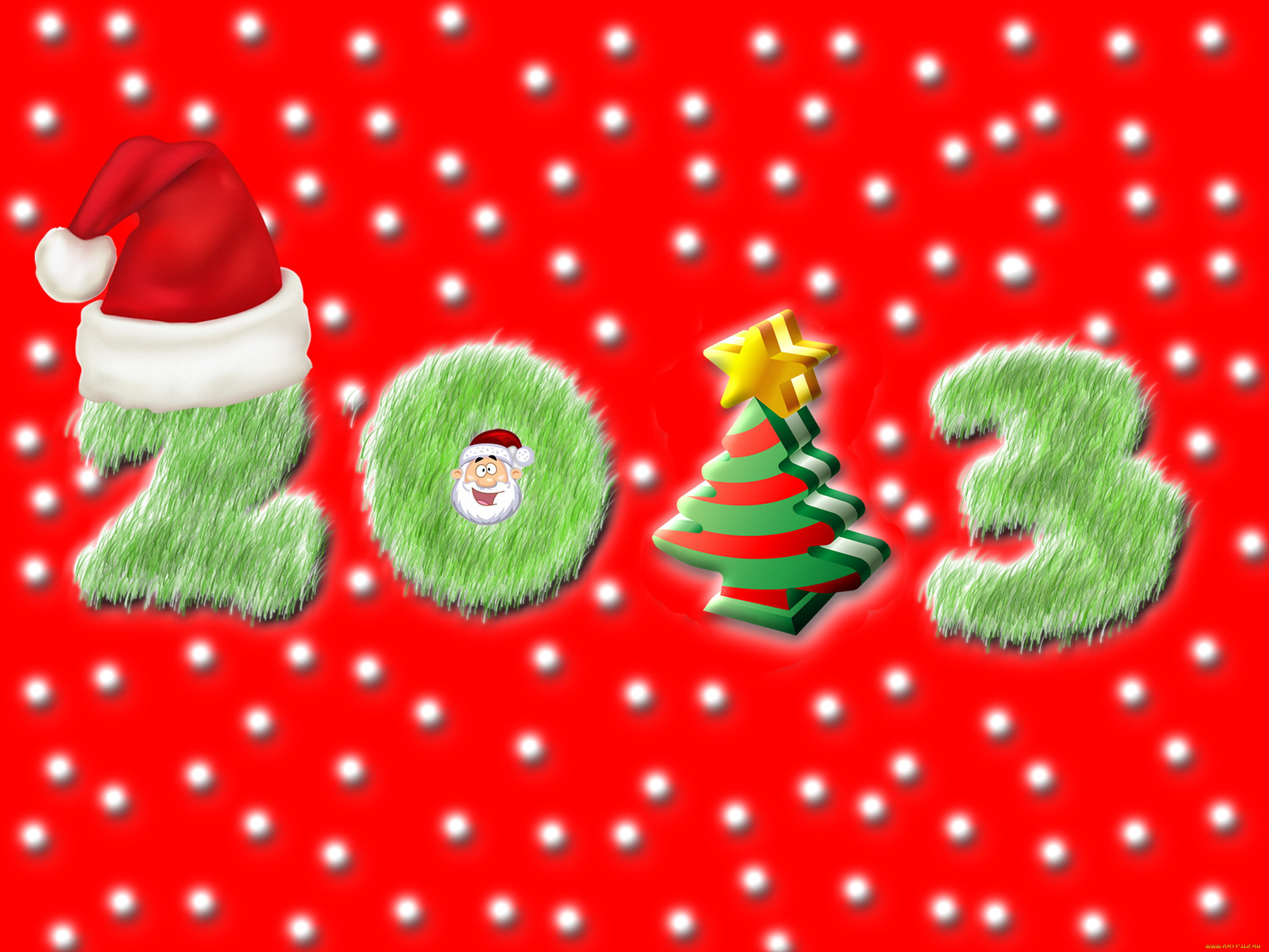 праздничные, 3д, графика, новый, год, 2013, дед, мороз, шапка