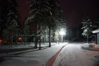 Картинка финляндия лапландия природа зима снег огни