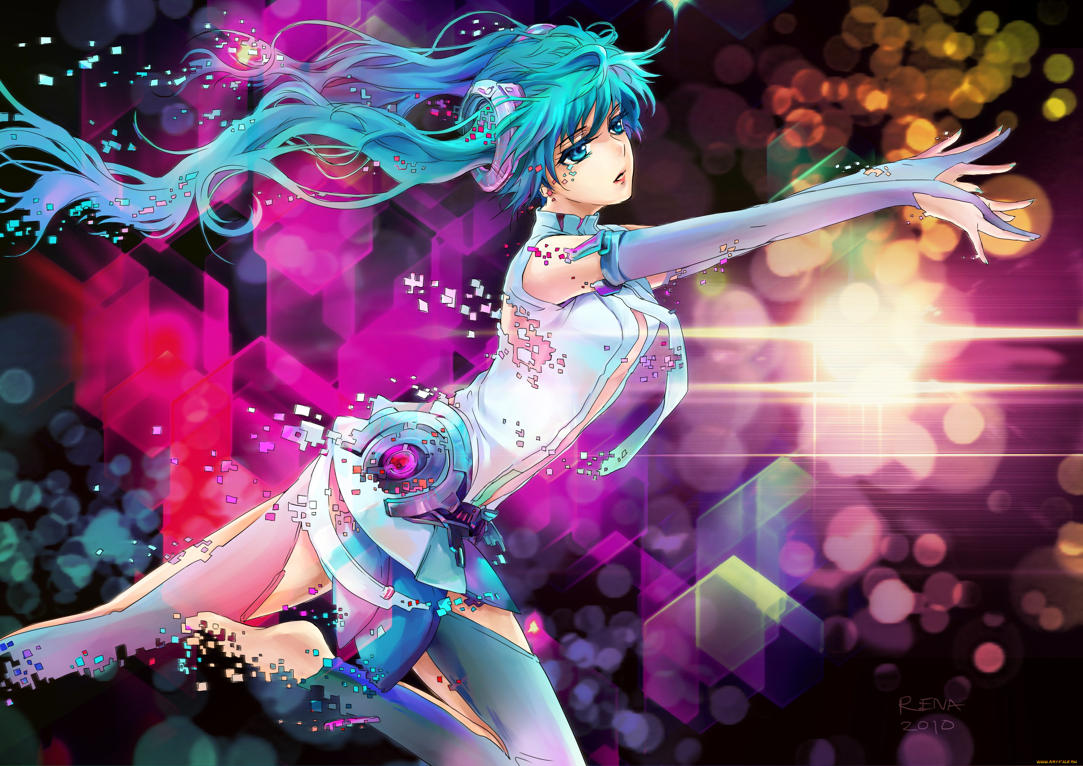 аниме, vocaloid, вокалоид, miku, append, девушка, hatsune