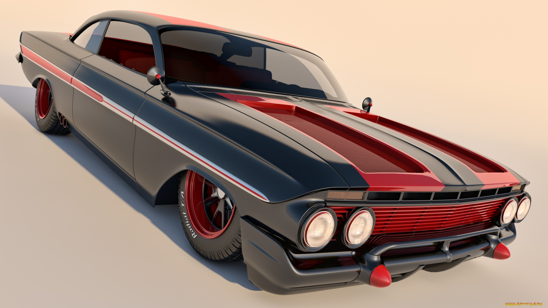 автомобили, 3д, impala, chevrolet, 1961, coupe