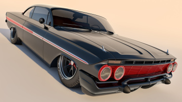 обоя автомобили, 3д, coupe, chevrolet, impala, 1961