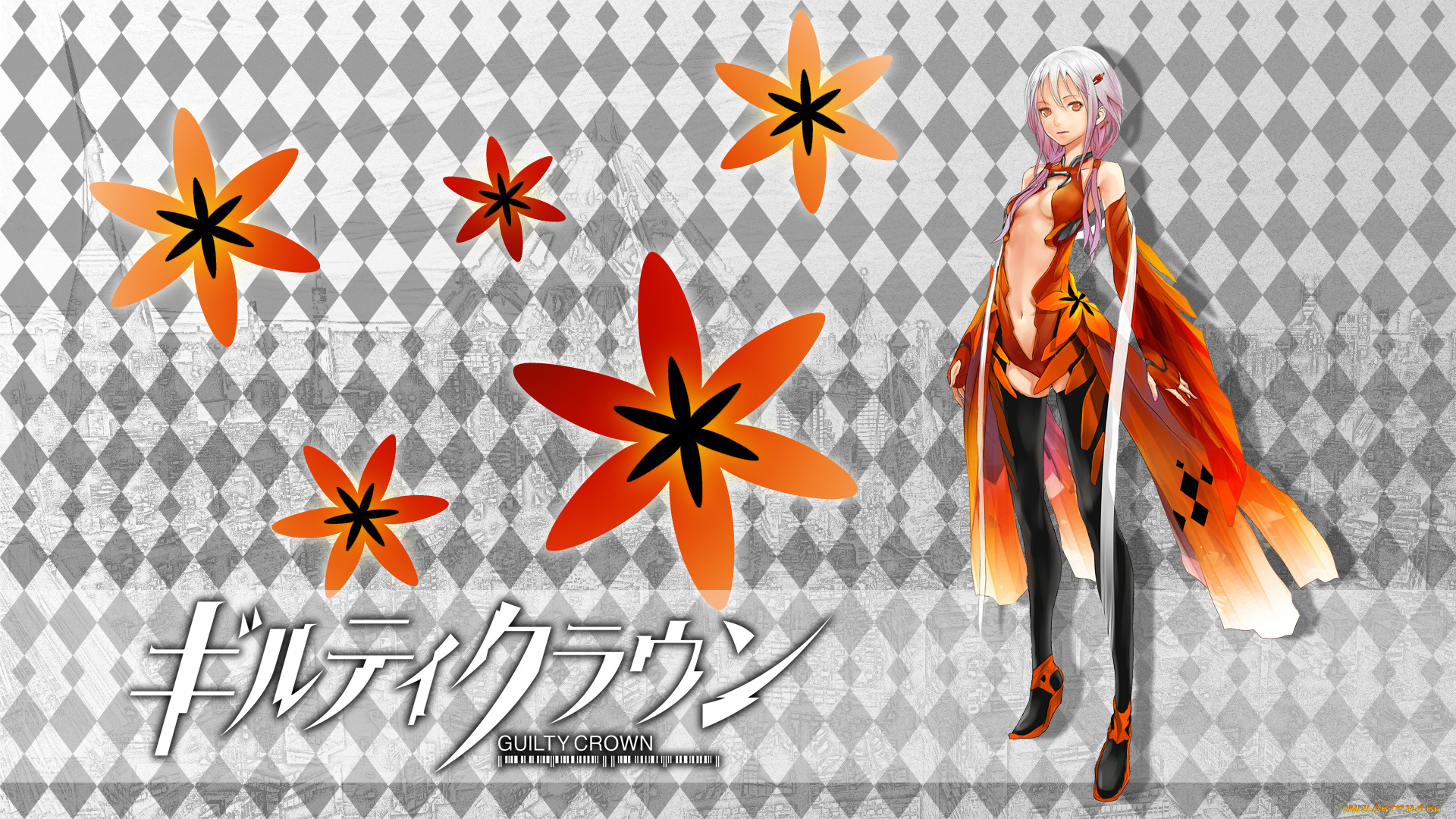 аниме, guilty, crown, платье, девушка, yuzuriha, inori, redjuice, цветы