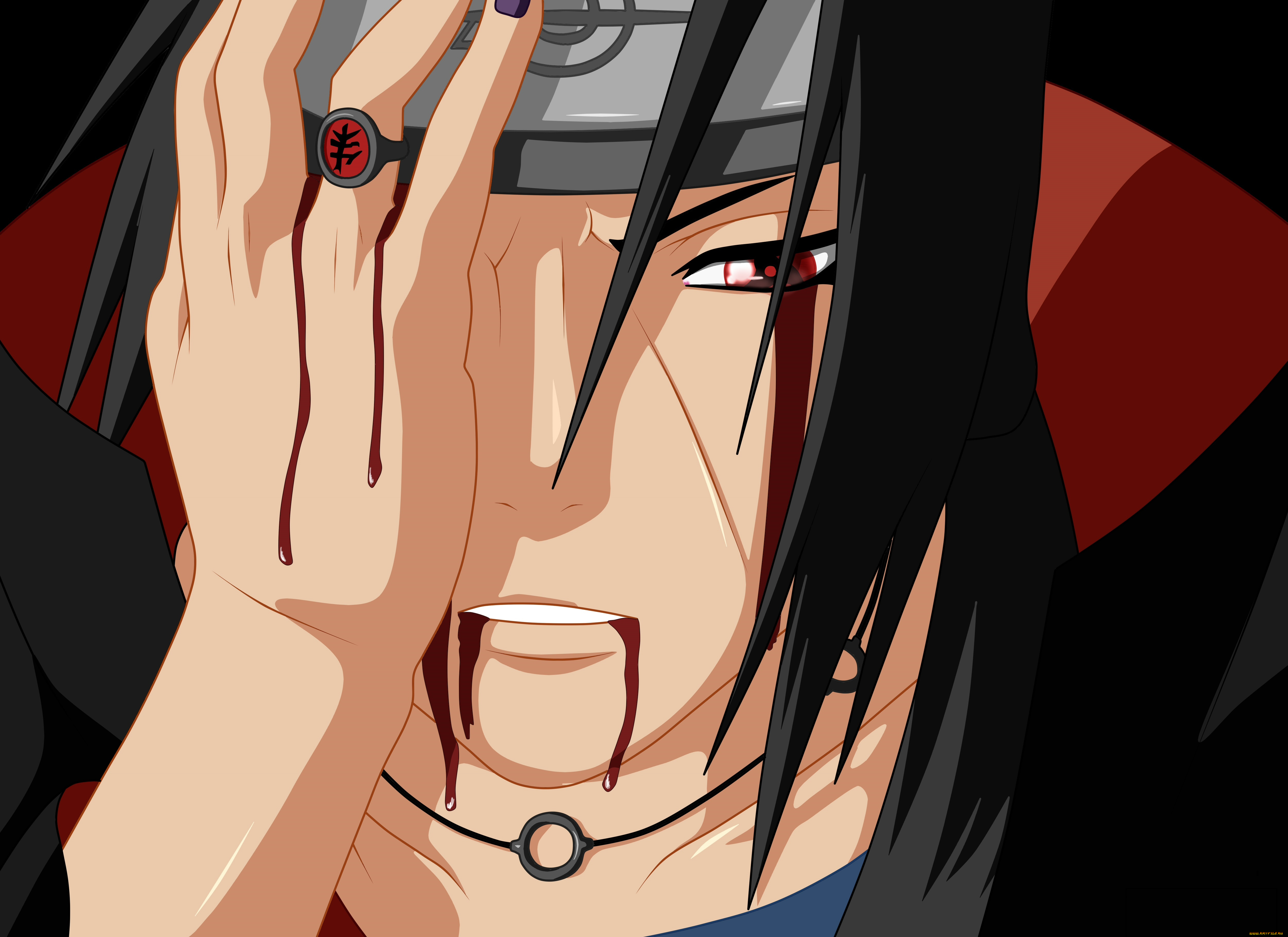 аниме, naruto, глаза, взгляд, мальчик, волосы, itachi, фон