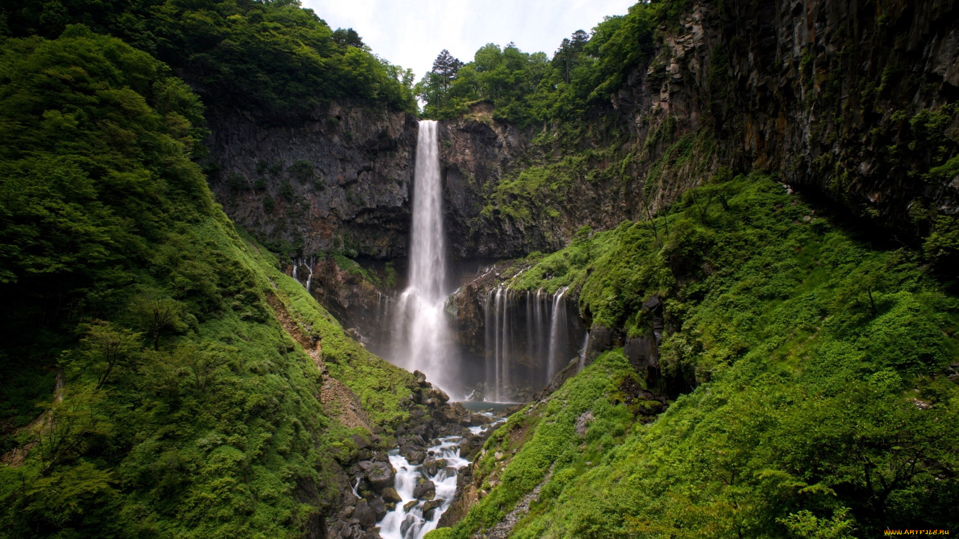 природа, водопады, зелень, поток