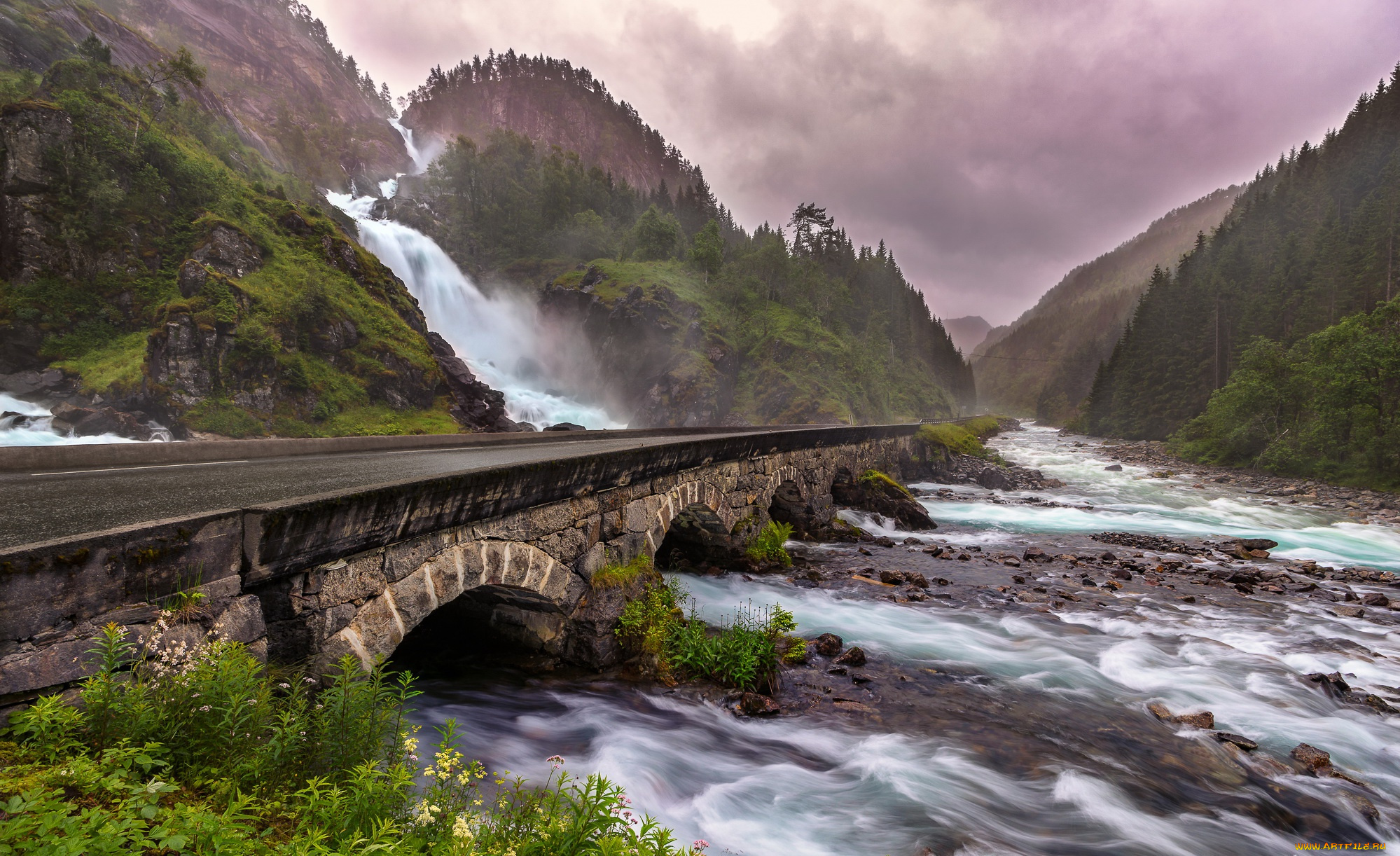 природа горы река мост без смс