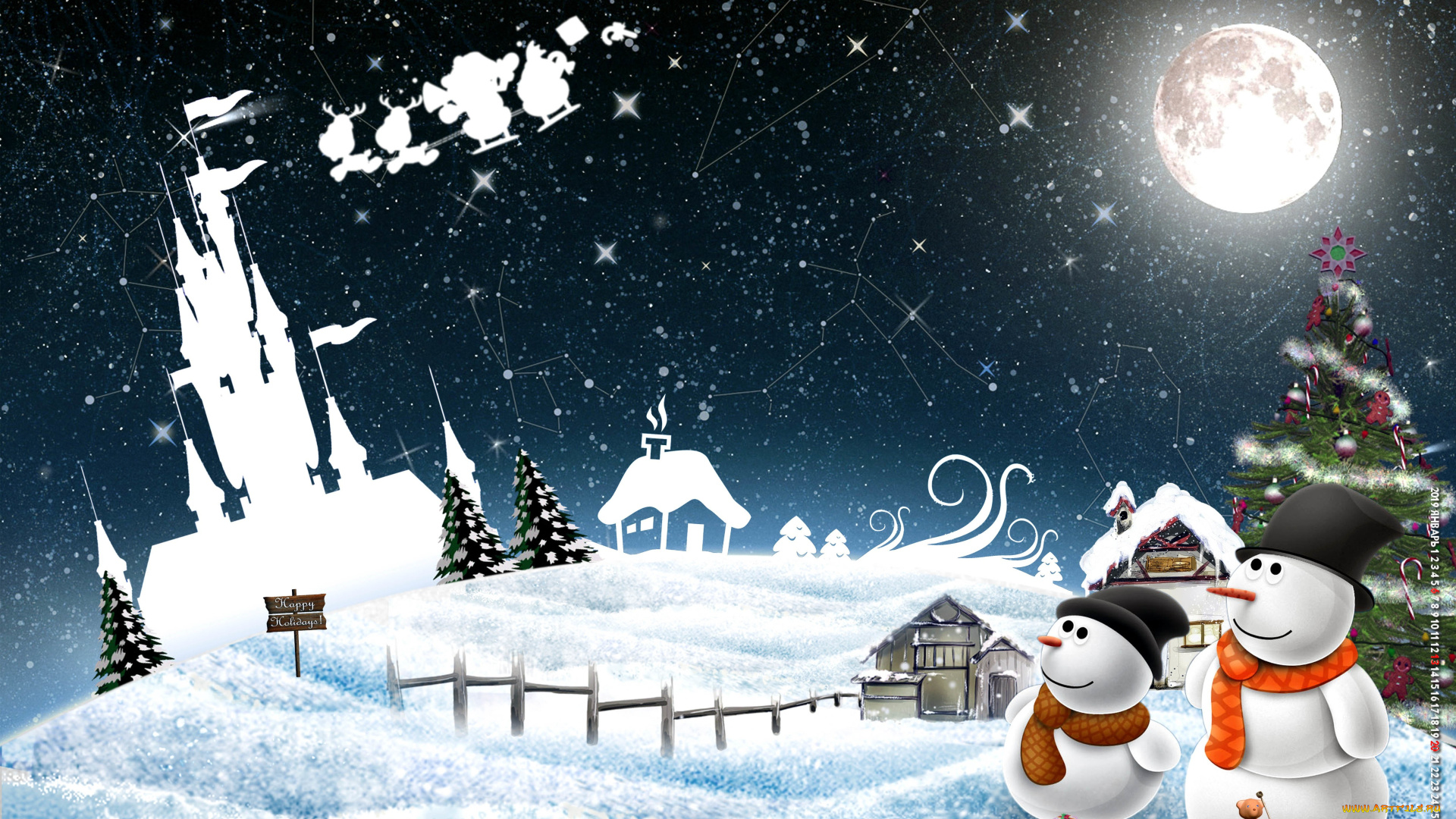календари, праздники, , салюты, шарф, шапка, снеговик, елка, снег, зима