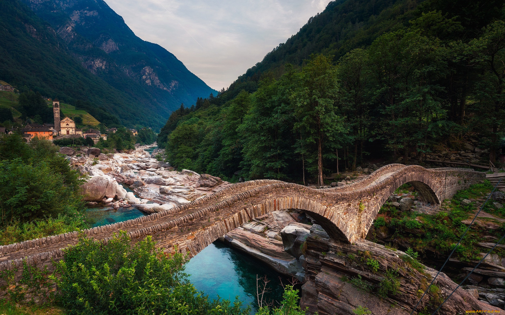 ponte, dei, salti, lavertezzo, verzasca, valley, switzerland, города, -, мосты, ponte, dei, salti, verzasca, valley