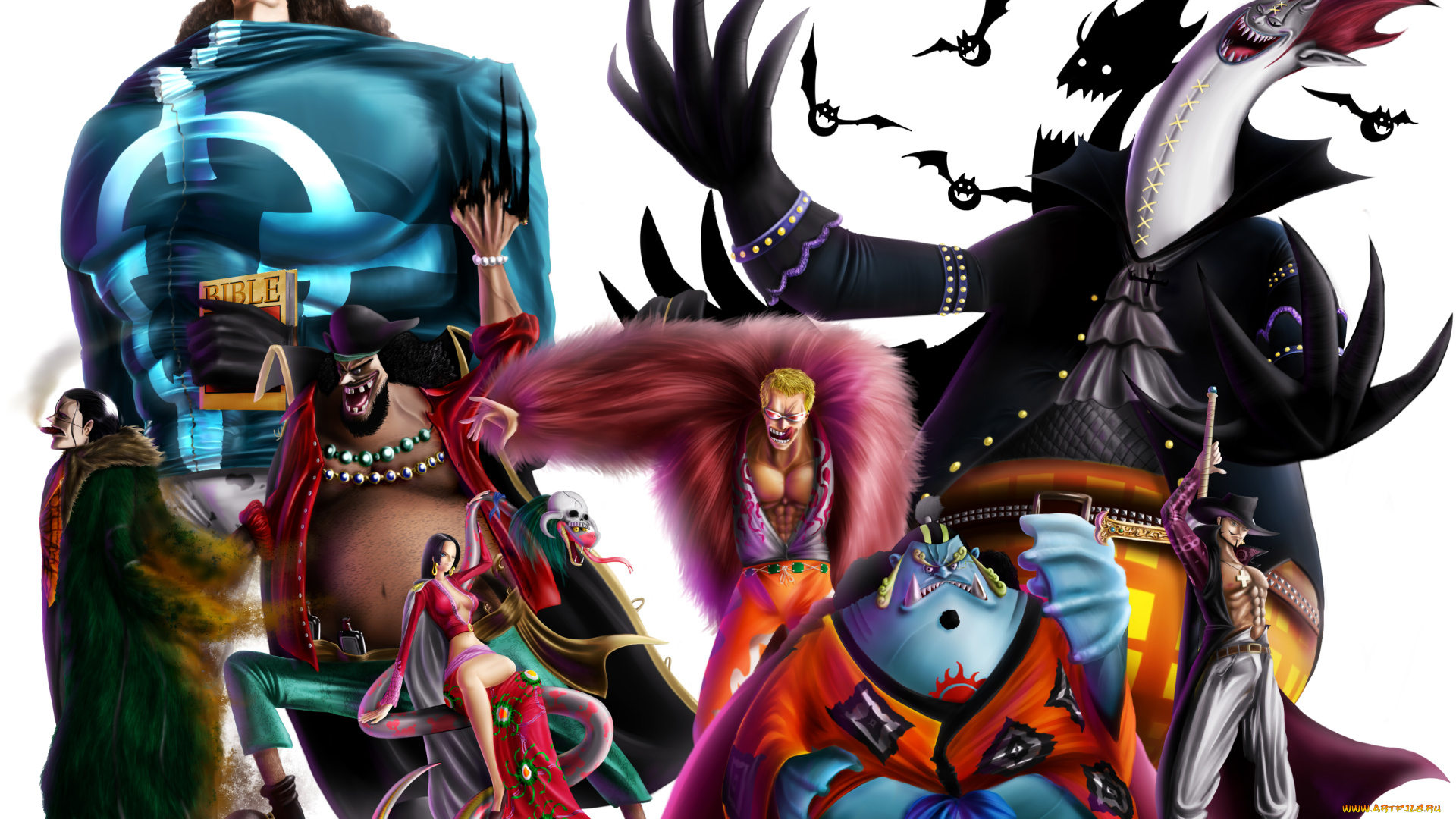 аниме, one, piece, boa, hancock, sir, crocodile, donquixote, doflamingo, dracule, mihawk, gecko, moria, jimbei, marshall, d, teach