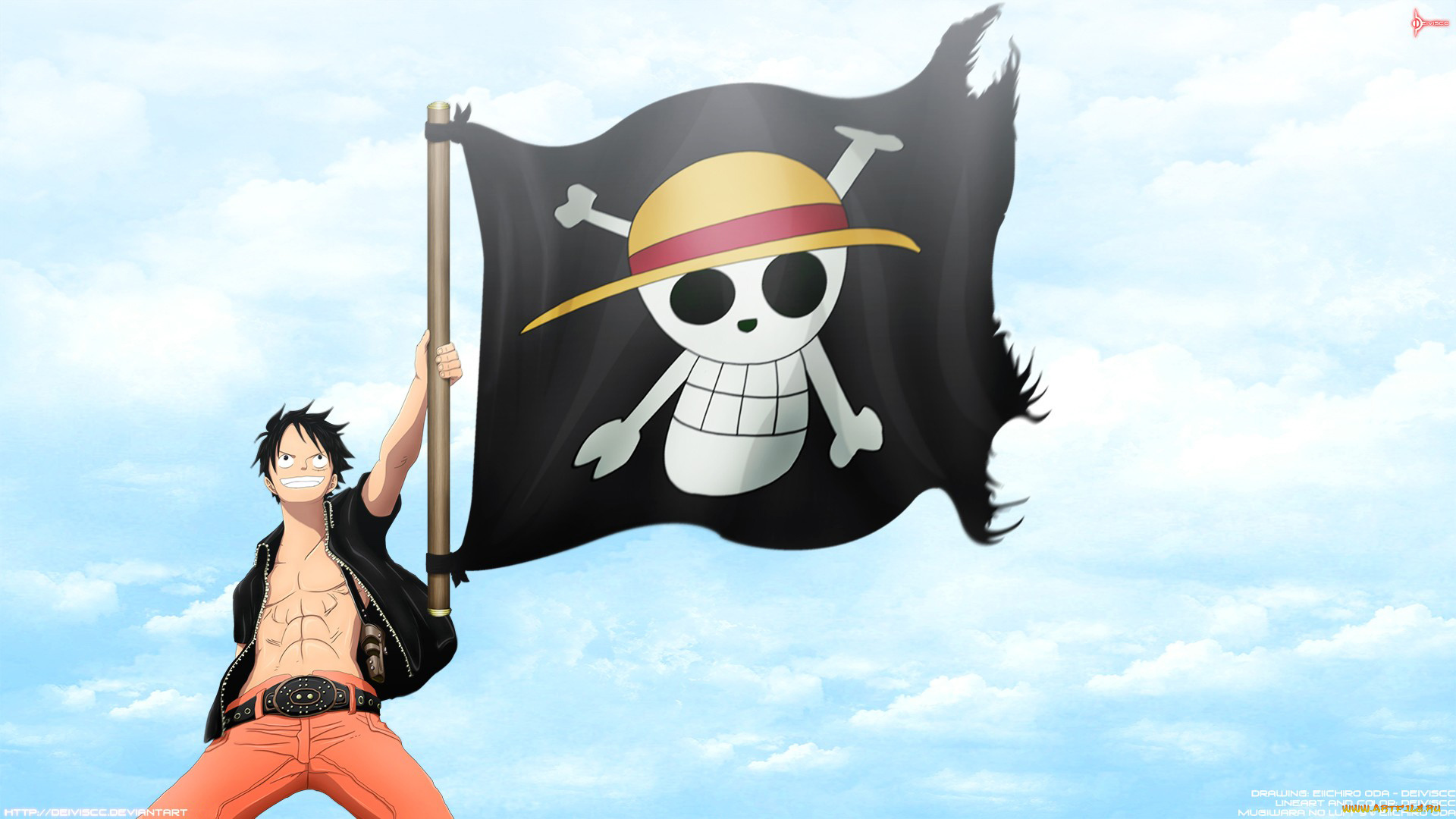 аниме, one, piece, monkey, d, luffy