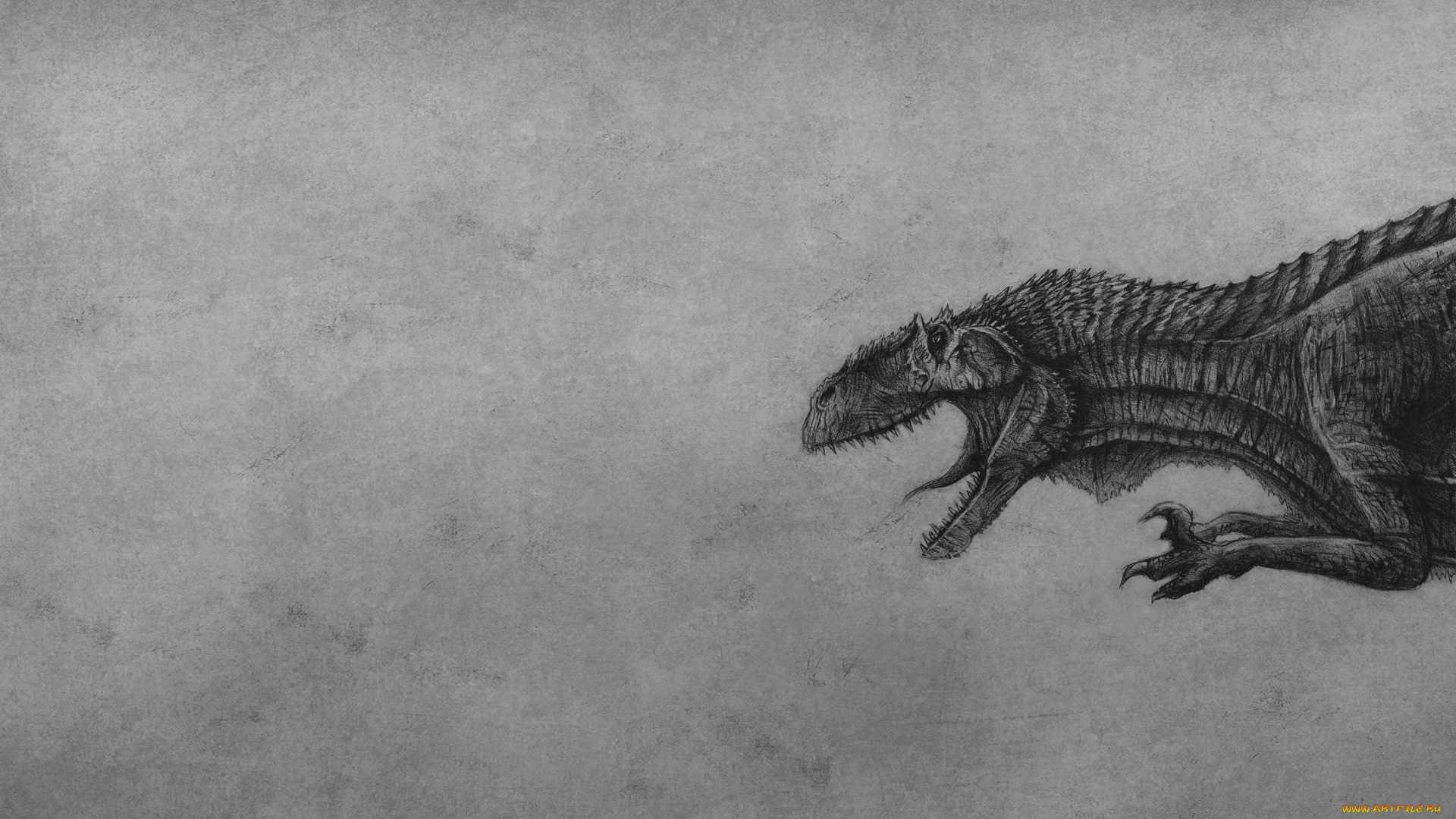 динозавр, рисованные, животные, , доисторические, рычит, рисованный, черно-белый