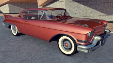 обоя автомобили, 3д, 1957, cadillac, eldorado, biarritz, красный