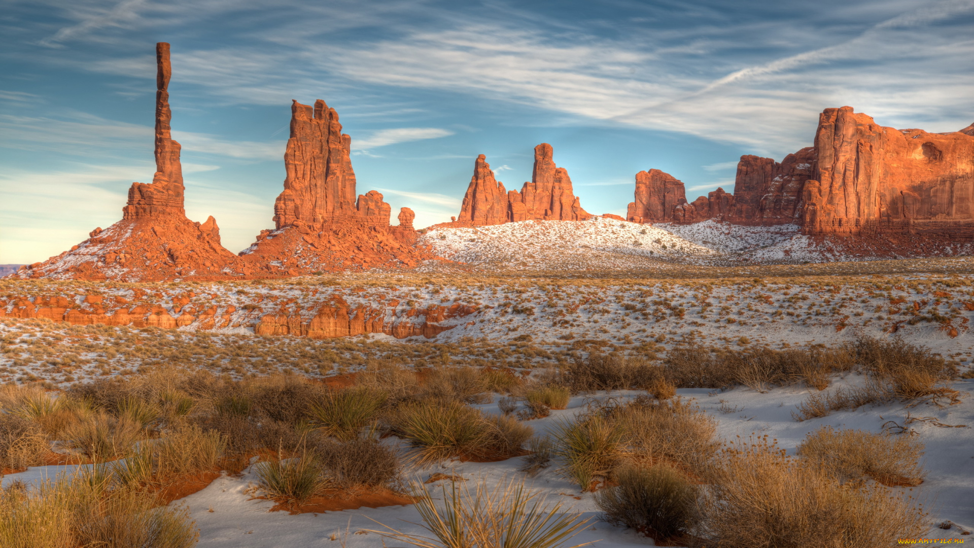 природа, горы, navajo, tribal, park, snow, utah, arizona, monument, valley