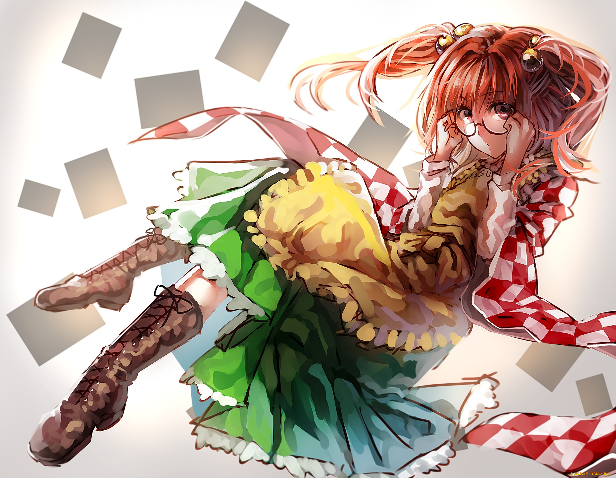 аниме, touhou, взгляд, арт, uu, zan, motoori, kosuzu, девушка, очки