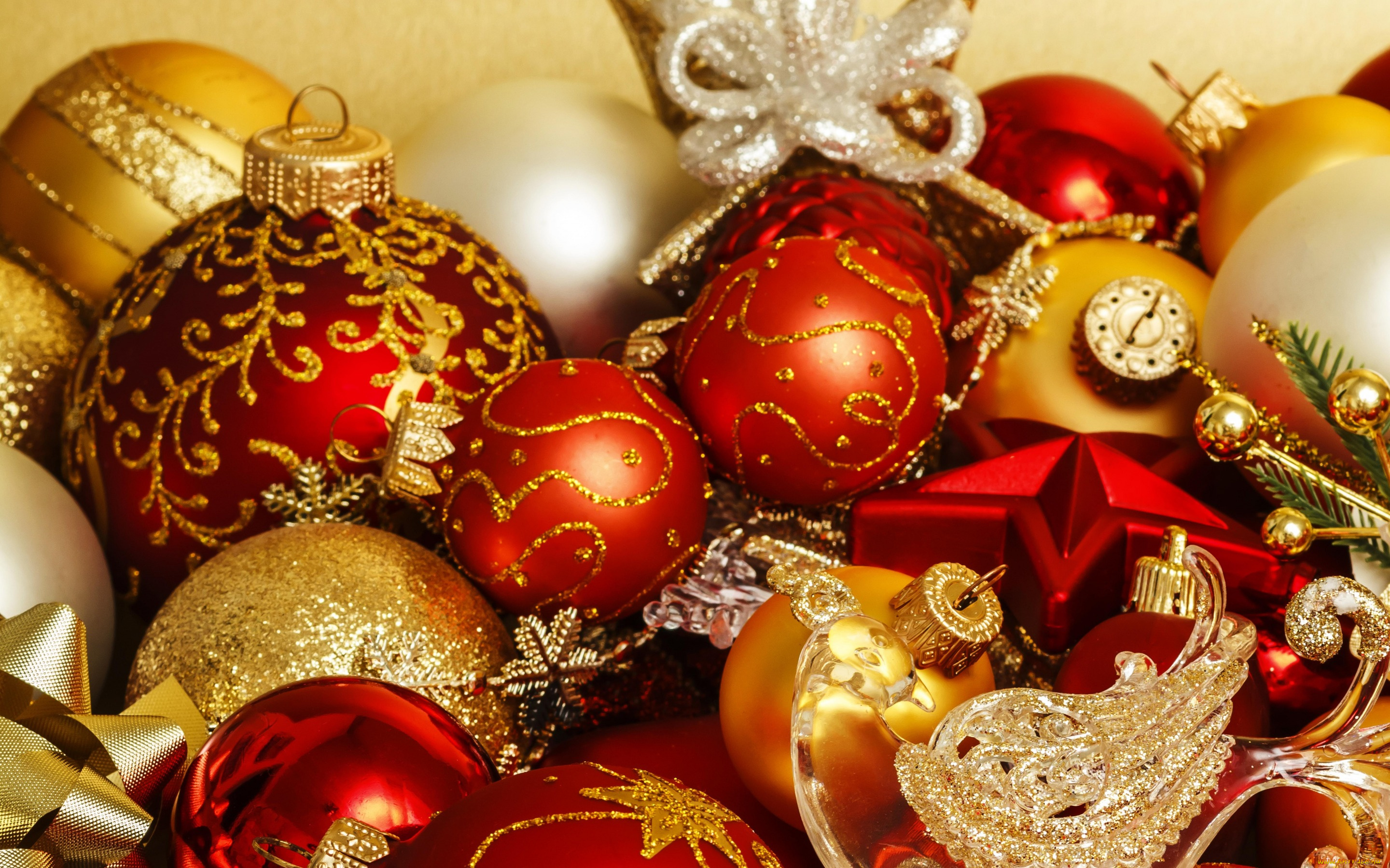 праздничные, шары, новый, год, рождество, christmas