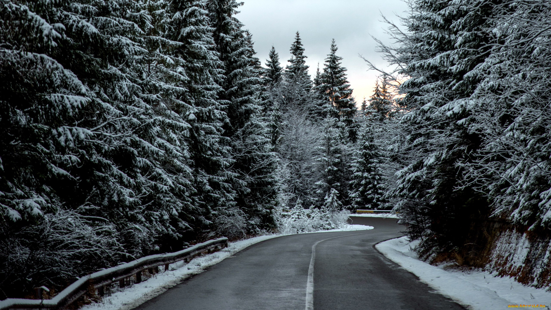 природа, дороги, зима, снег, шоссе
