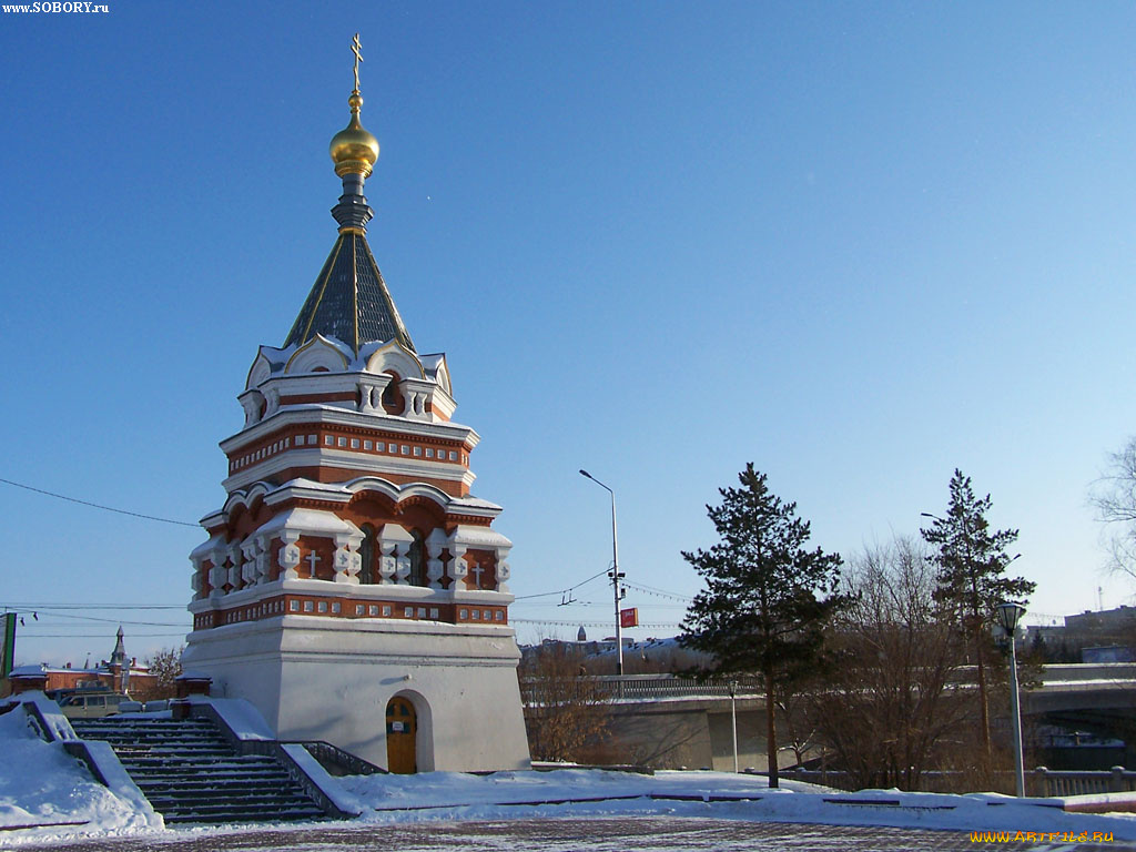 омск, зима, серафимо, алекиевская, часовня, города, православные, церкви, монастыри