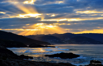 Картинка природа восходы закаты океан бухта камни волны
