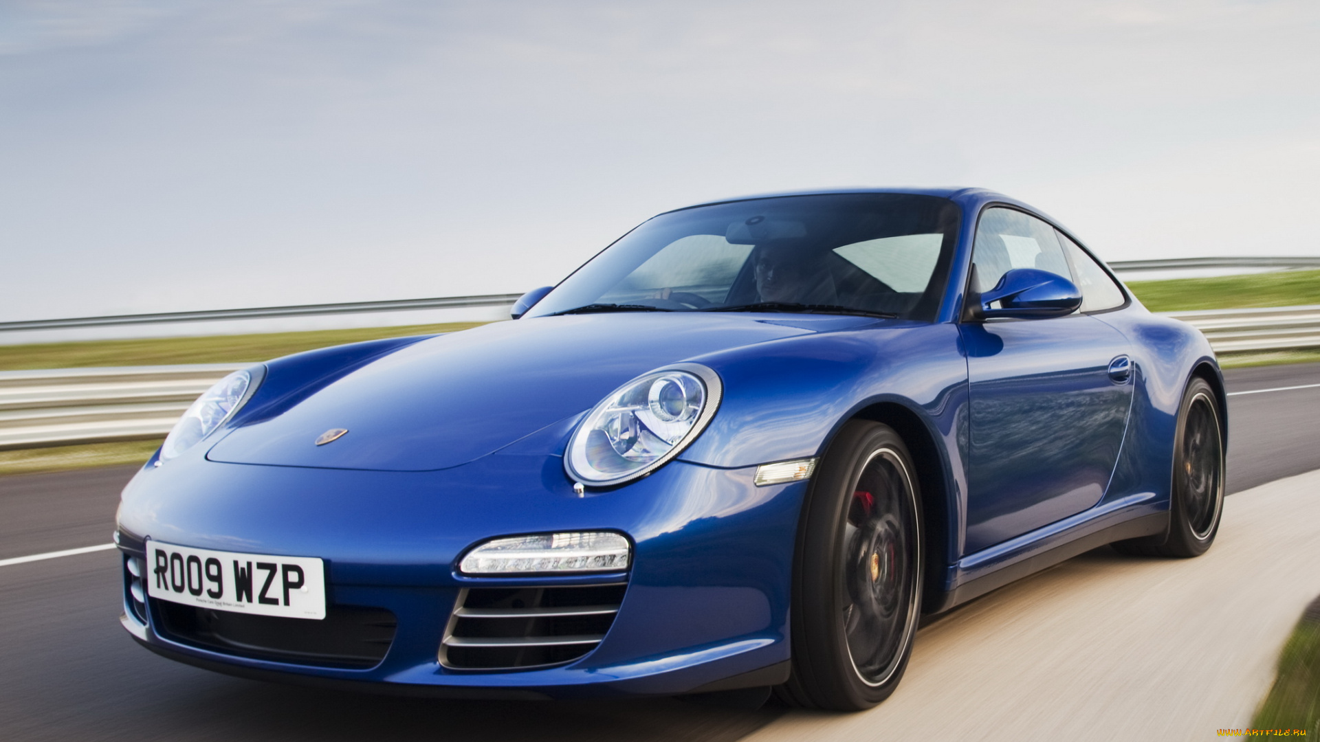 автомобили, porsche, coupe, 911, carrera, s, uk-spec, 997, синий, 2008г