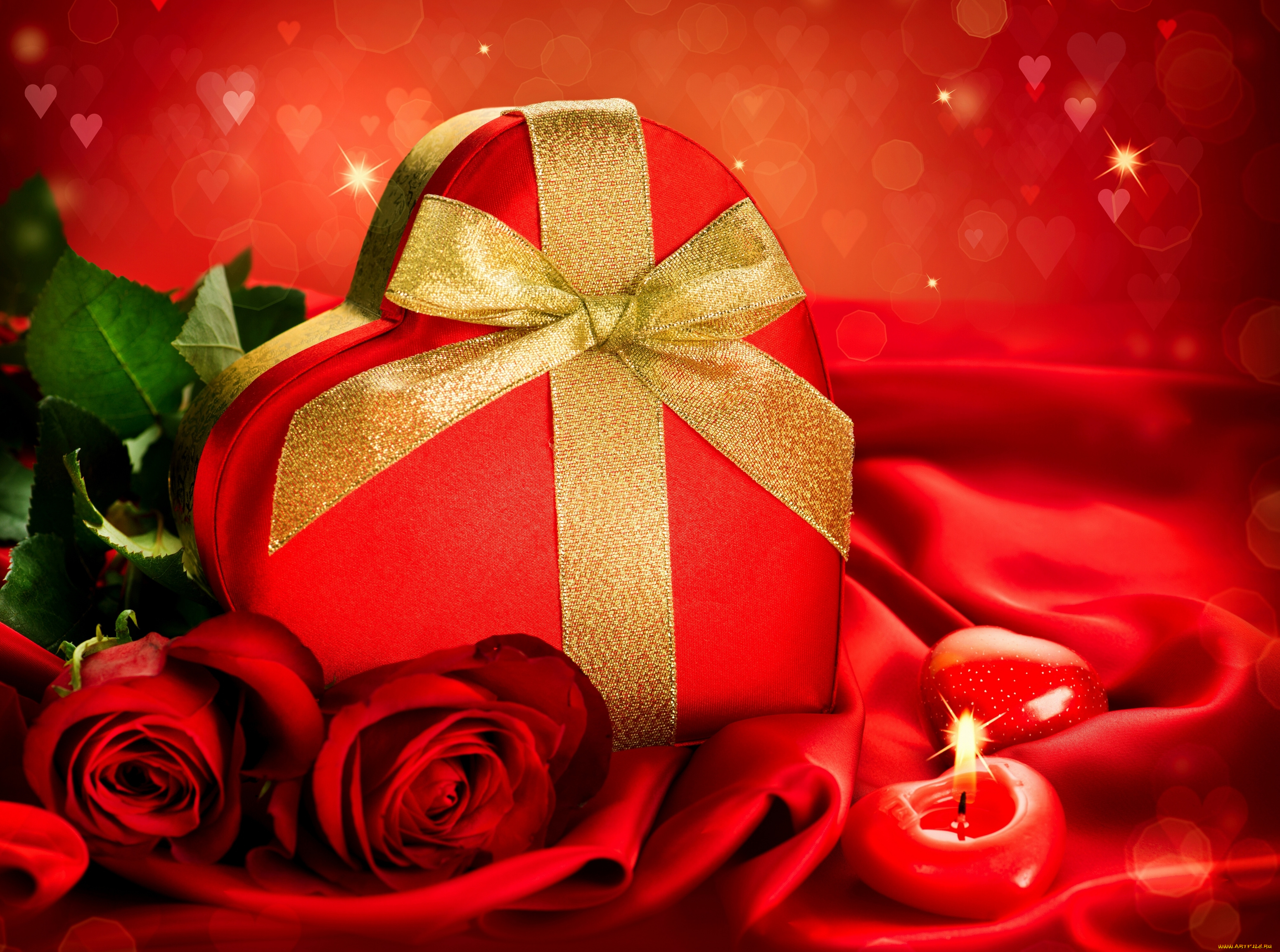 праздничные, день, святого, валентина, , сердечки, , любовь, сердце, свеча, цветы, розы, подарок, коробка, день, святого, валентина, конфеты