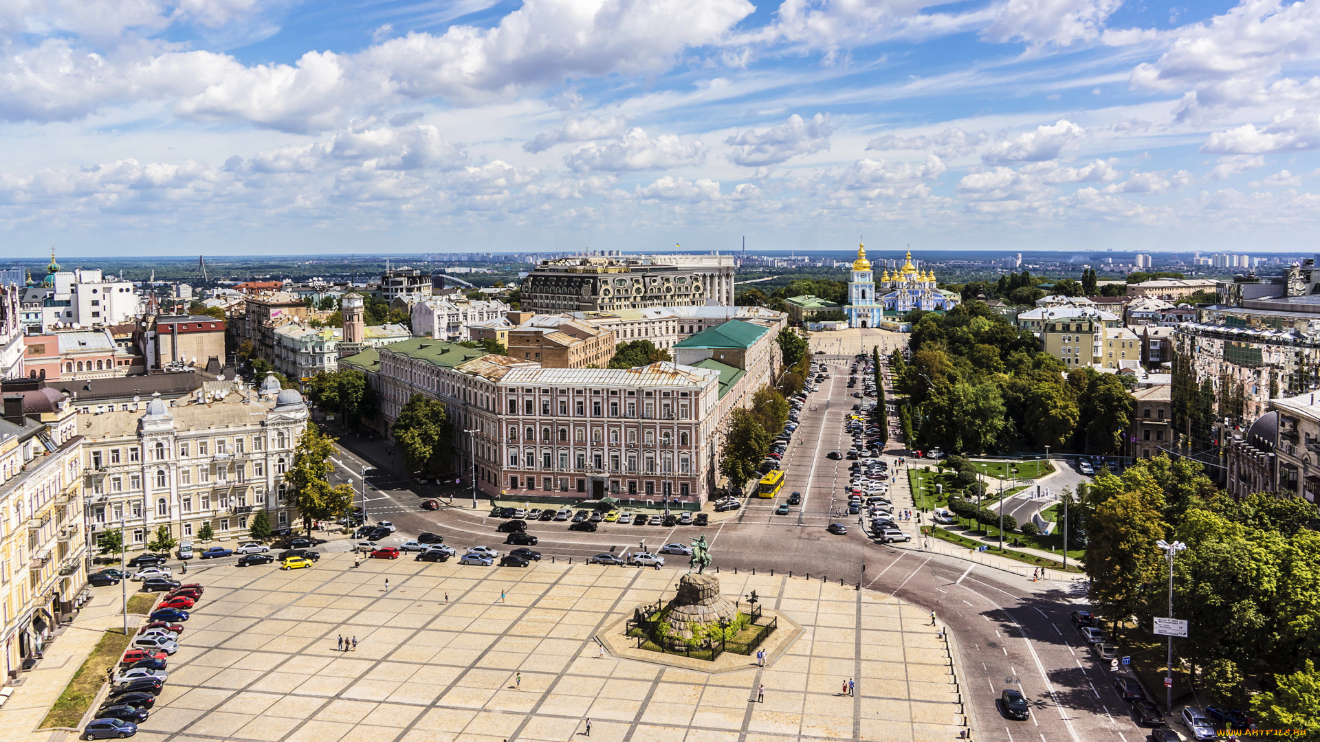 города, киев, , украина, панорама, дома, киев
