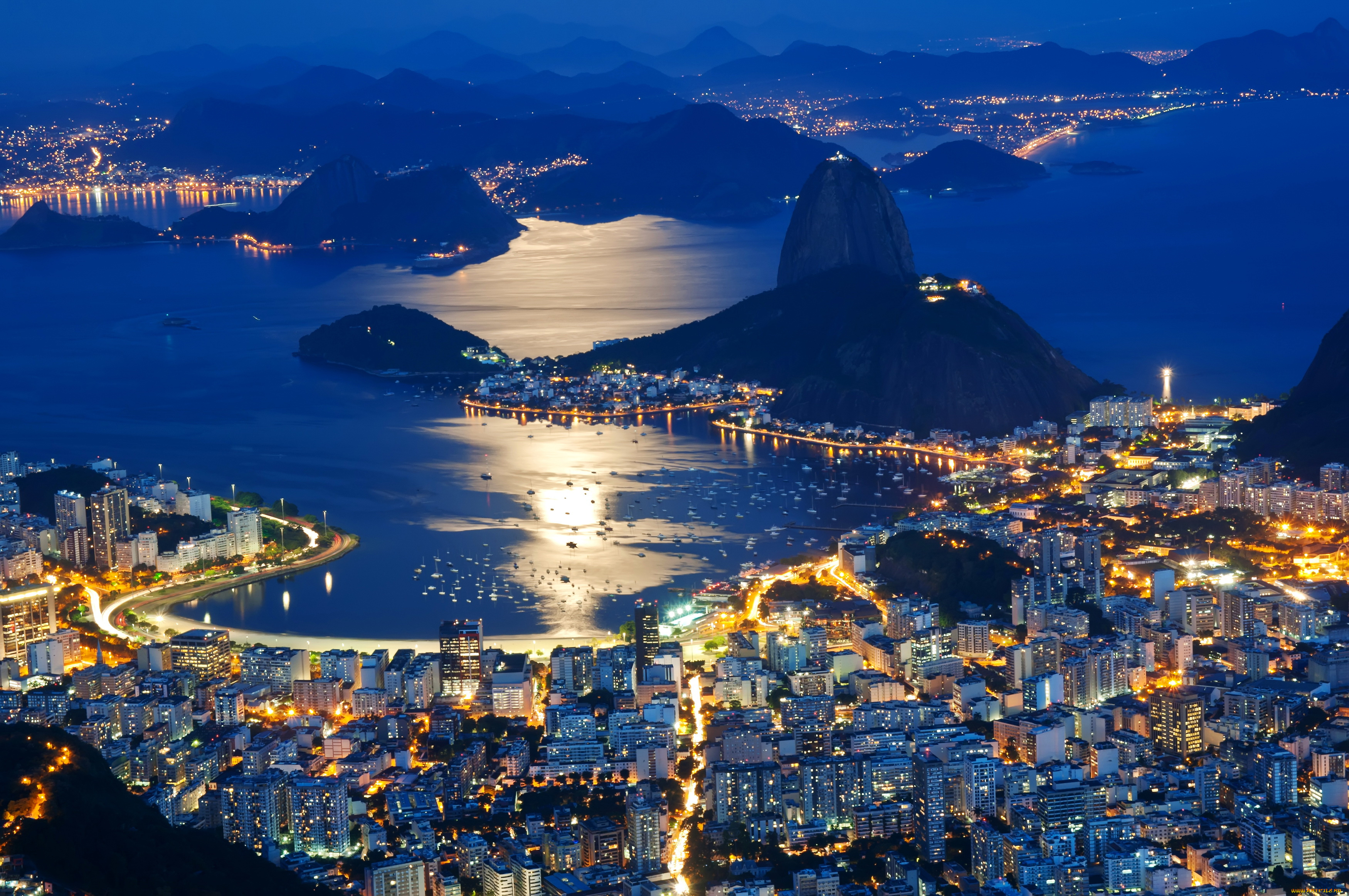 рио-де-жанейро, бразилия, города, рио-де-жанейро, , бразилия, панорама, огни, ночь, дома