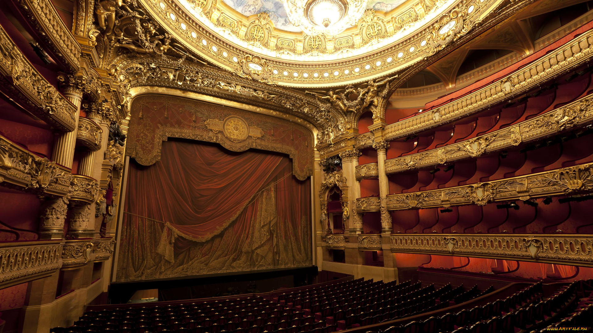 palais, garnier, theater, in, paris, france, интерьер, театральные, концертные, кинозалы