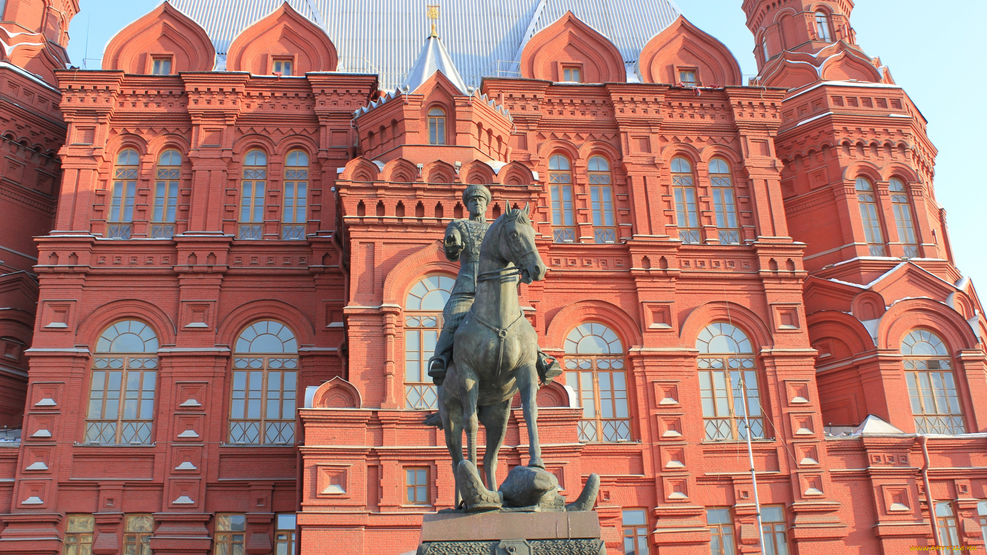 памятник, маршалу, советского, союза, жукову, города, москва, россия