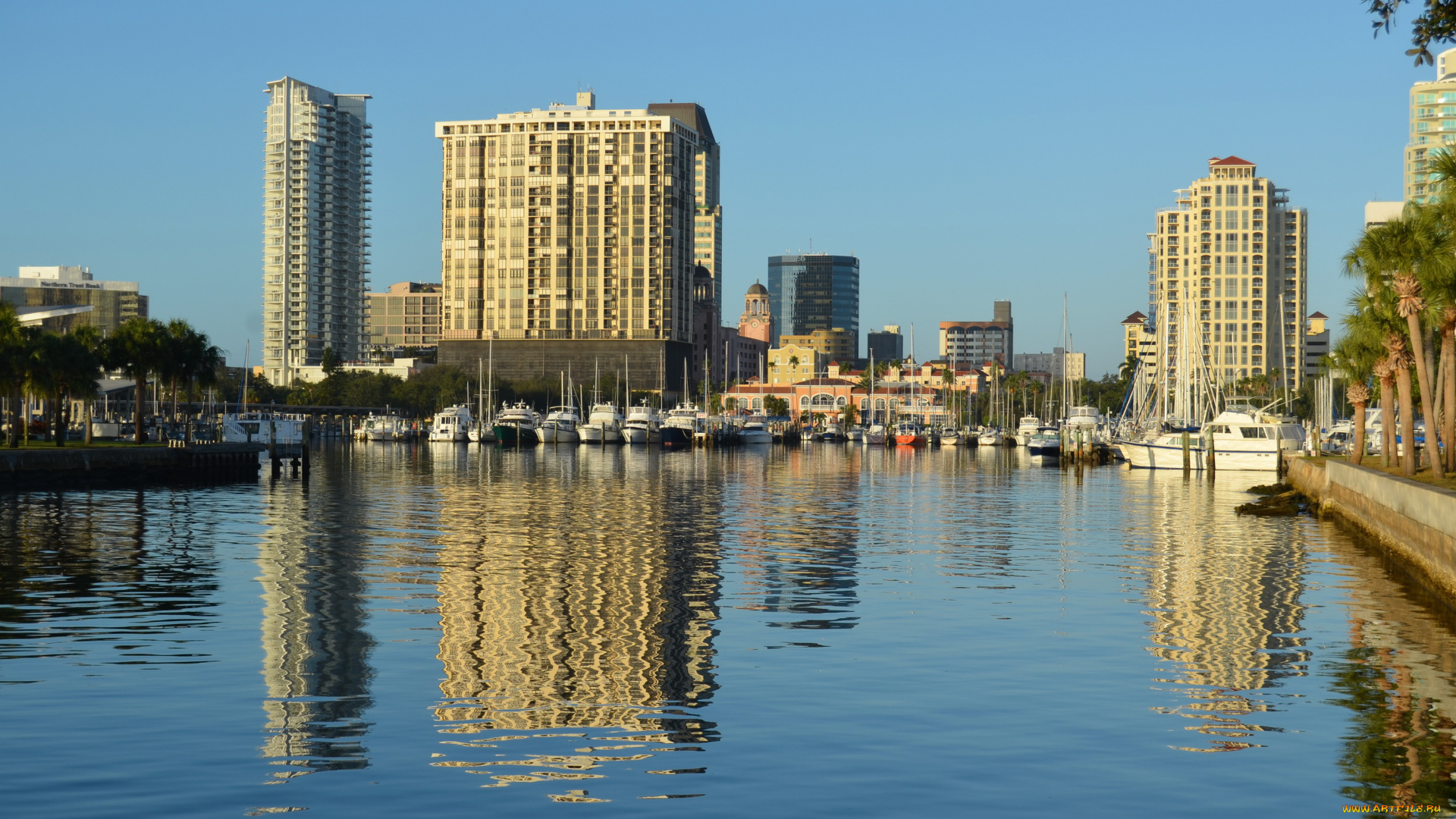 st, petersburg, florida, us, города, здания, дома, река, пейзаж