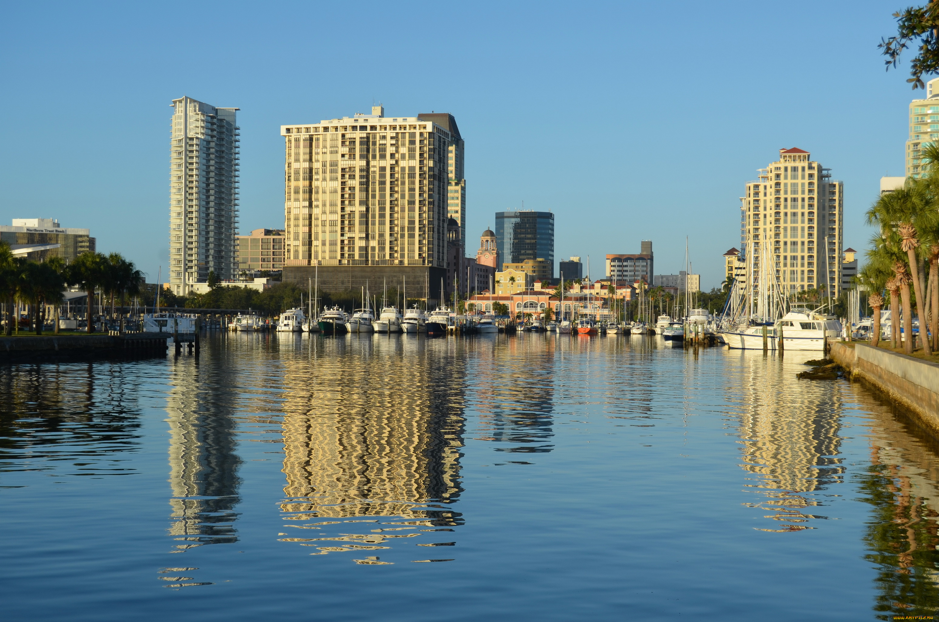 st, petersburg, florida, us, города, здания, дома, река, пейзаж