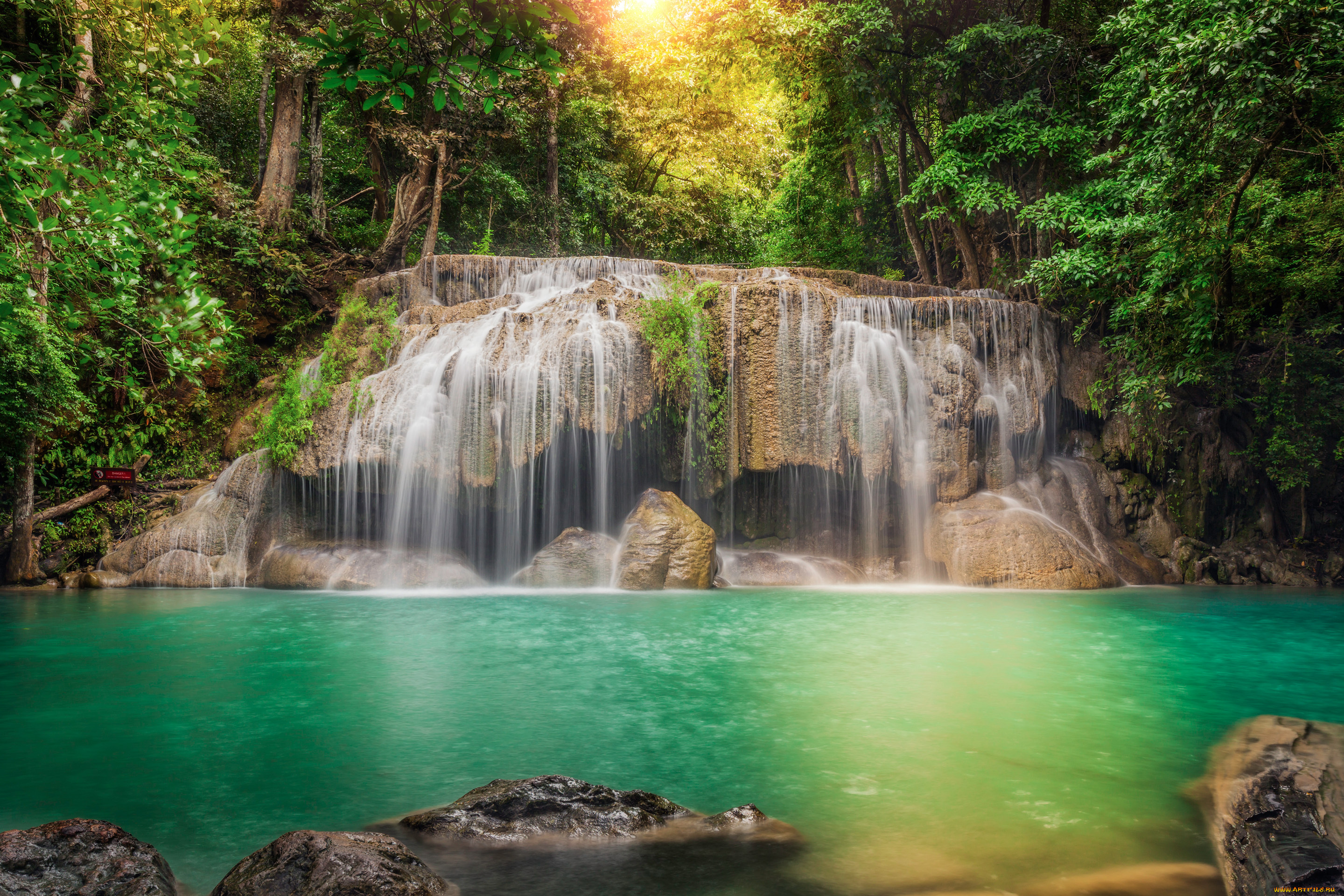 природа, водопады, thailand, таиланд, лес, джунгли, река, водопад, каскад, поток, деревья, камни